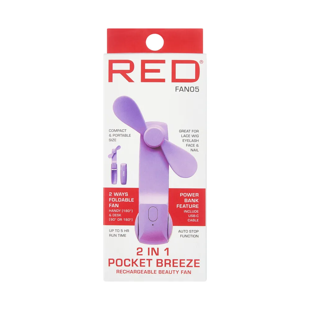 2 In 1 Pocket Breeze Beauty Fan, Purple #FAN05