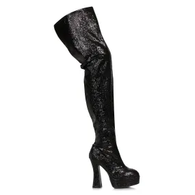 557-BRIGHT 5.5" Chunky Heel Women's Glitter Thigh High Boot