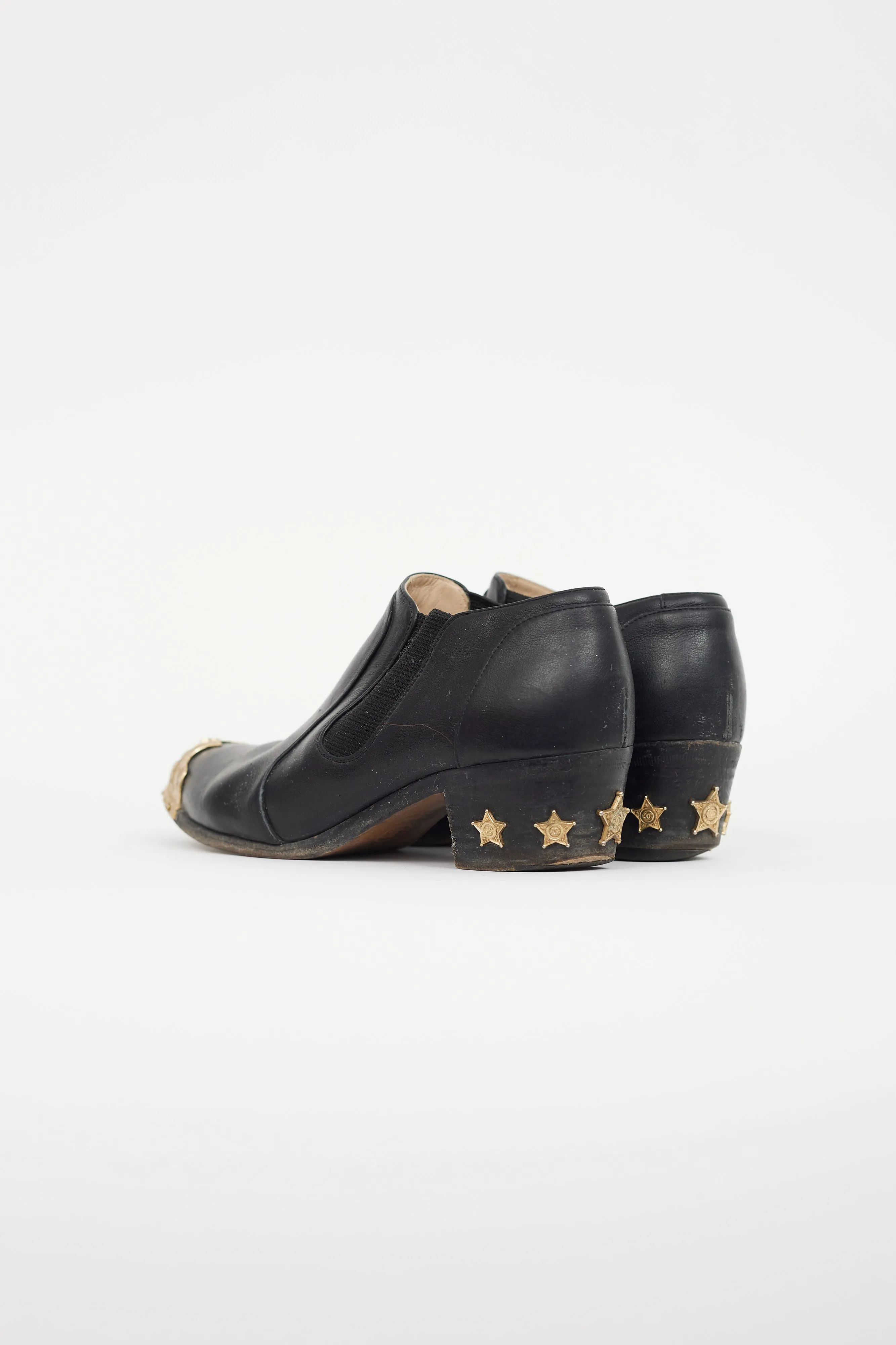 Black & Gold Leather Bootie
