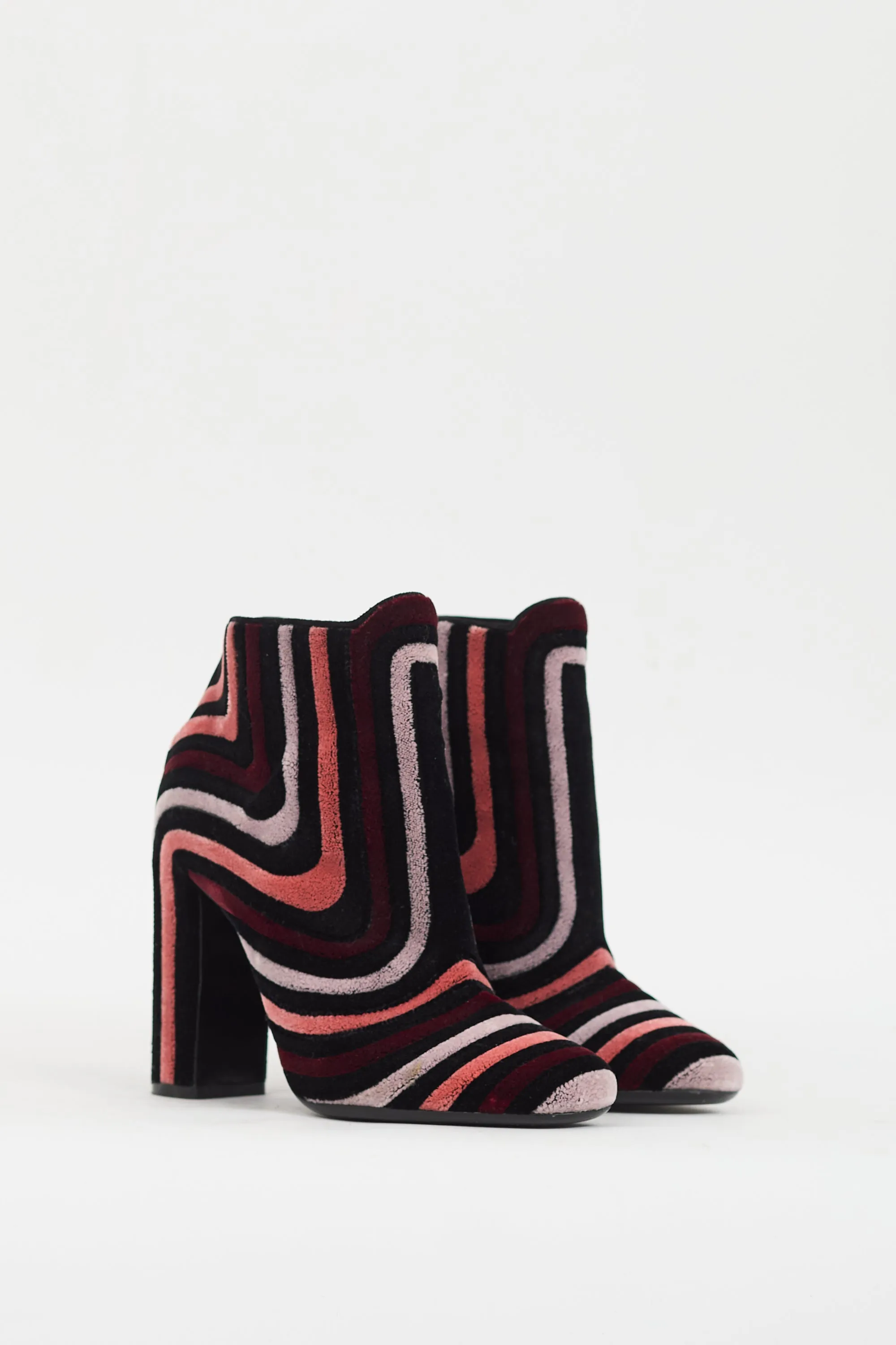 Black & Multi Velvet Stripe Boot