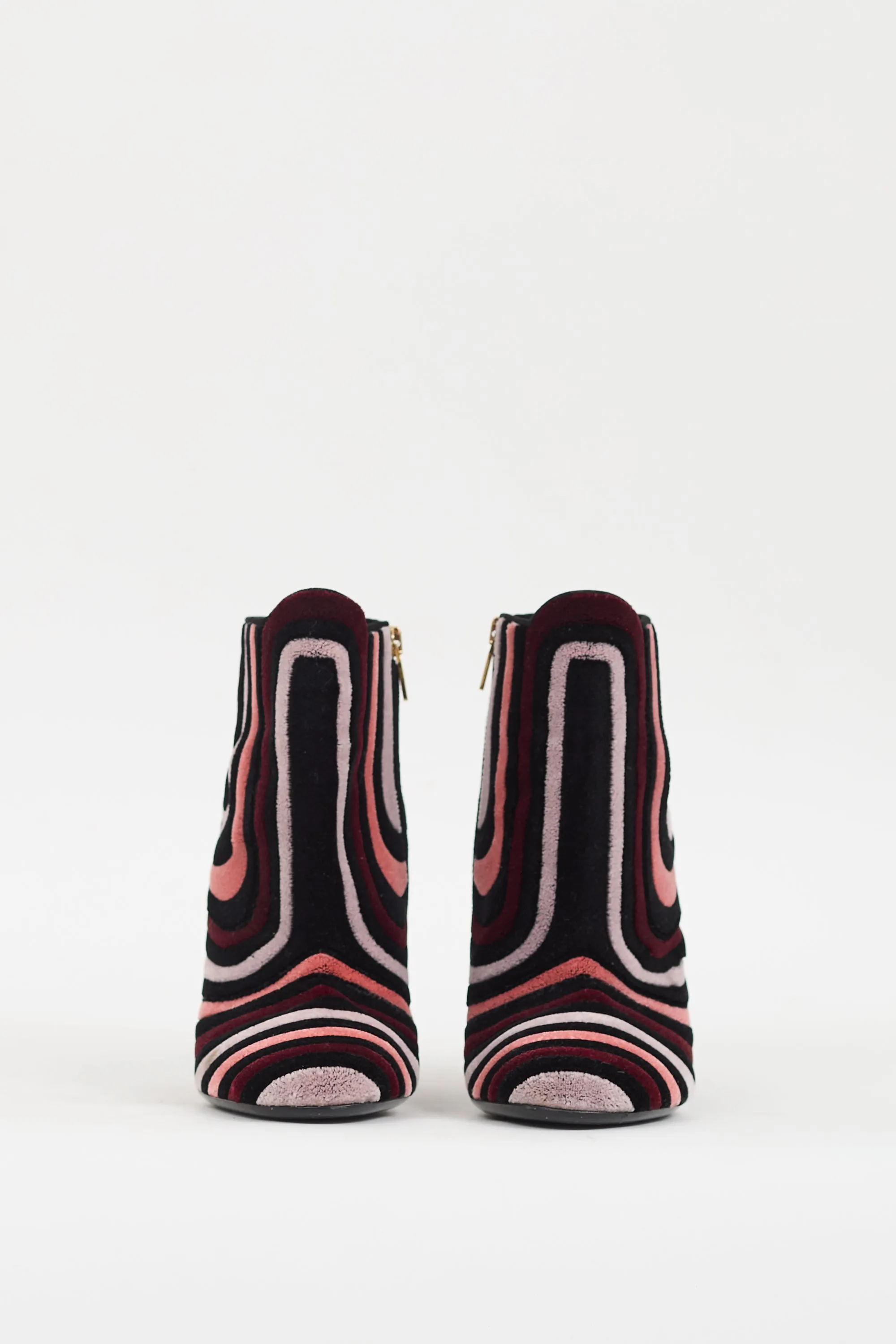 Black & Multi Velvet Stripe Boot