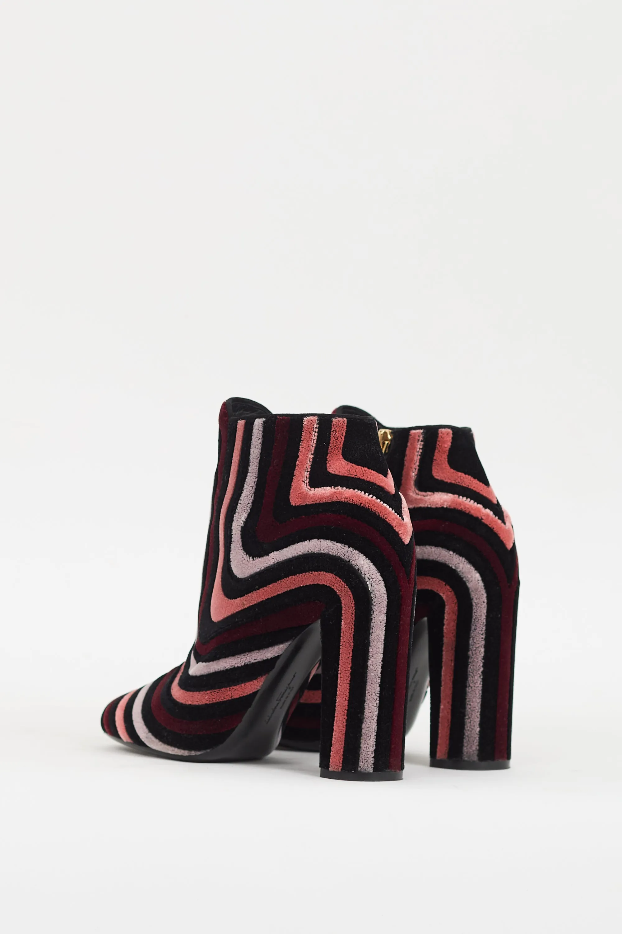Black & Multi Velvet Stripe Boot