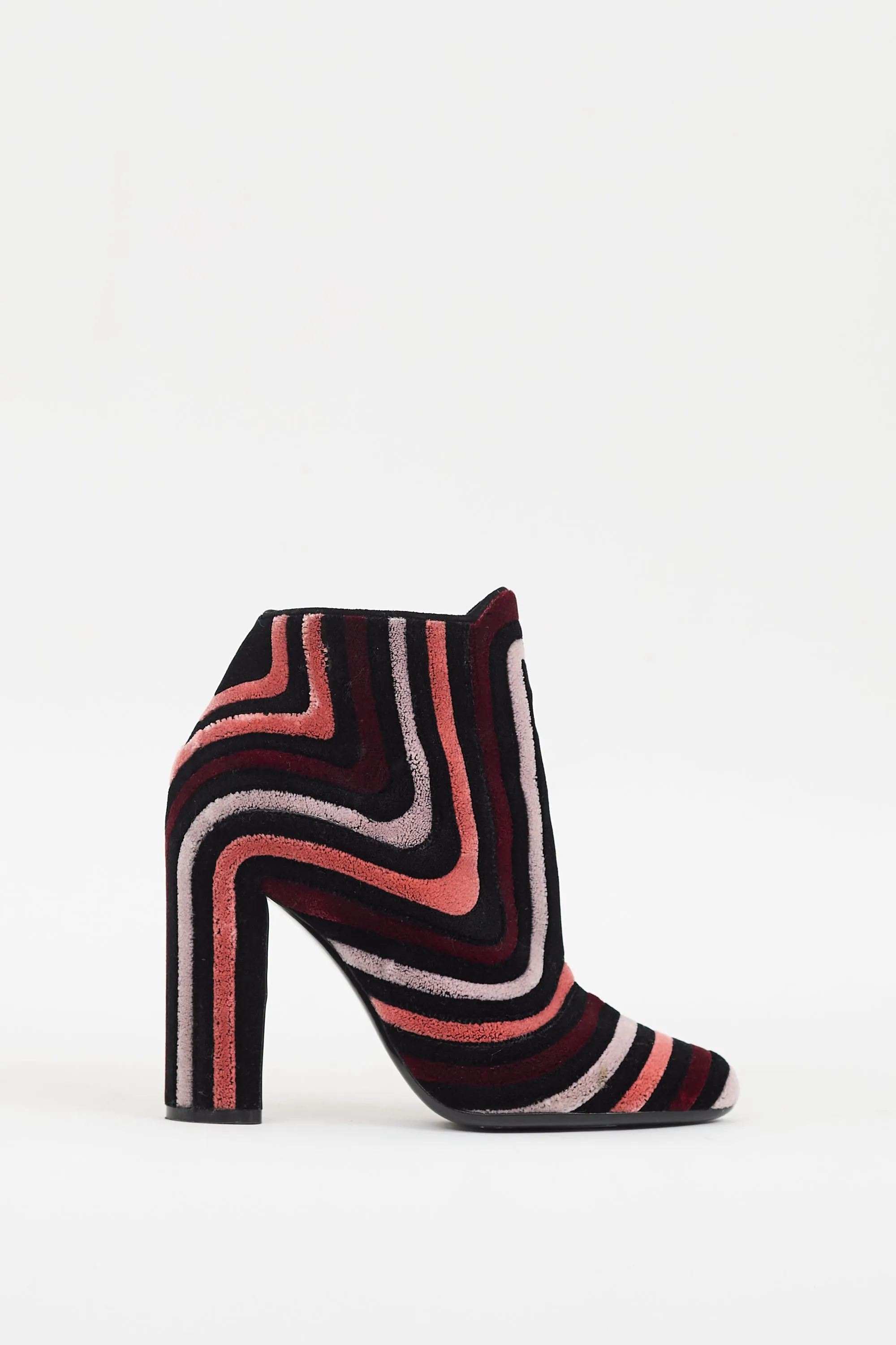 Black & Multi Velvet Stripe Boot