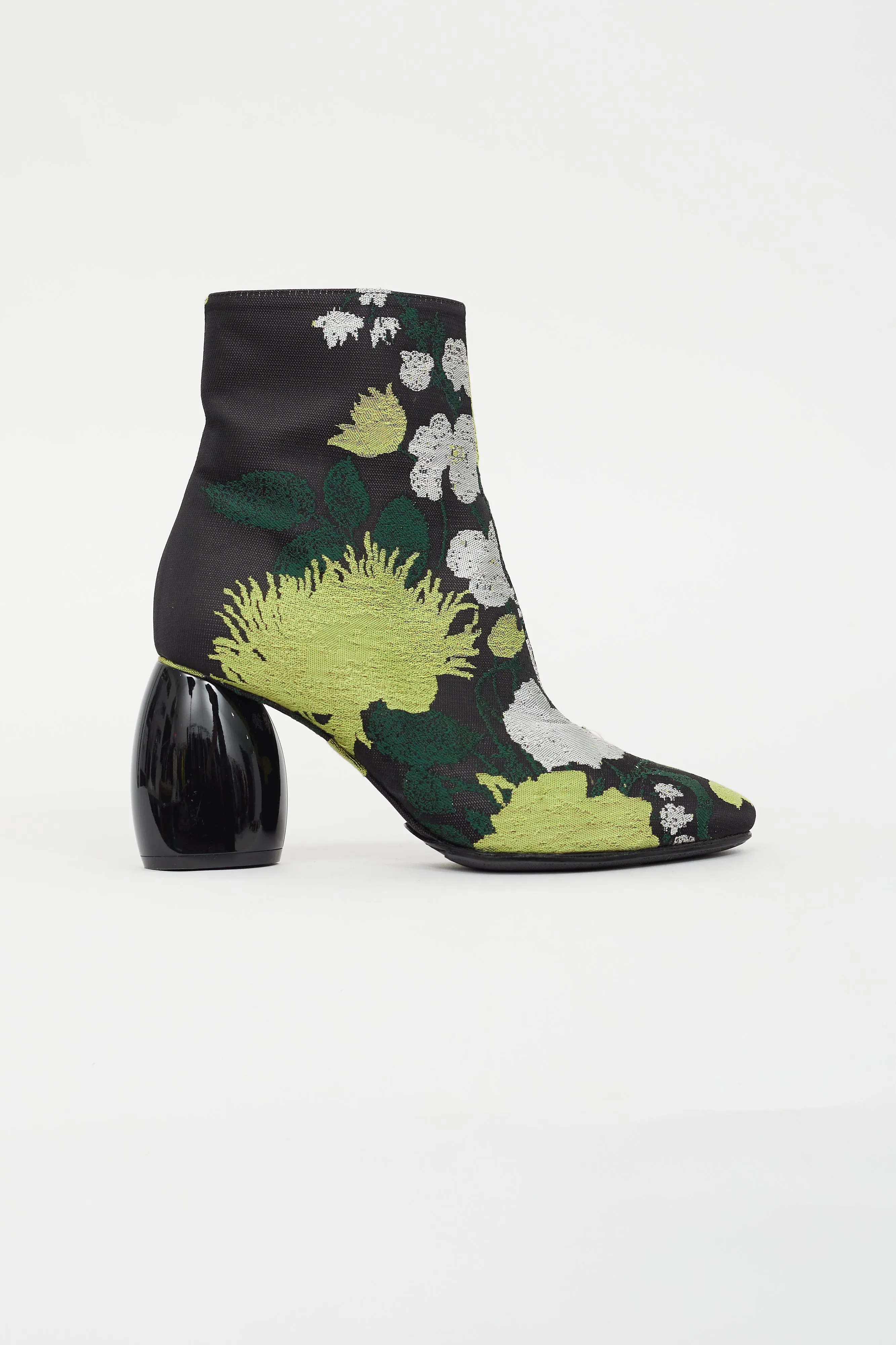 Black & Multicolour Floral Boot