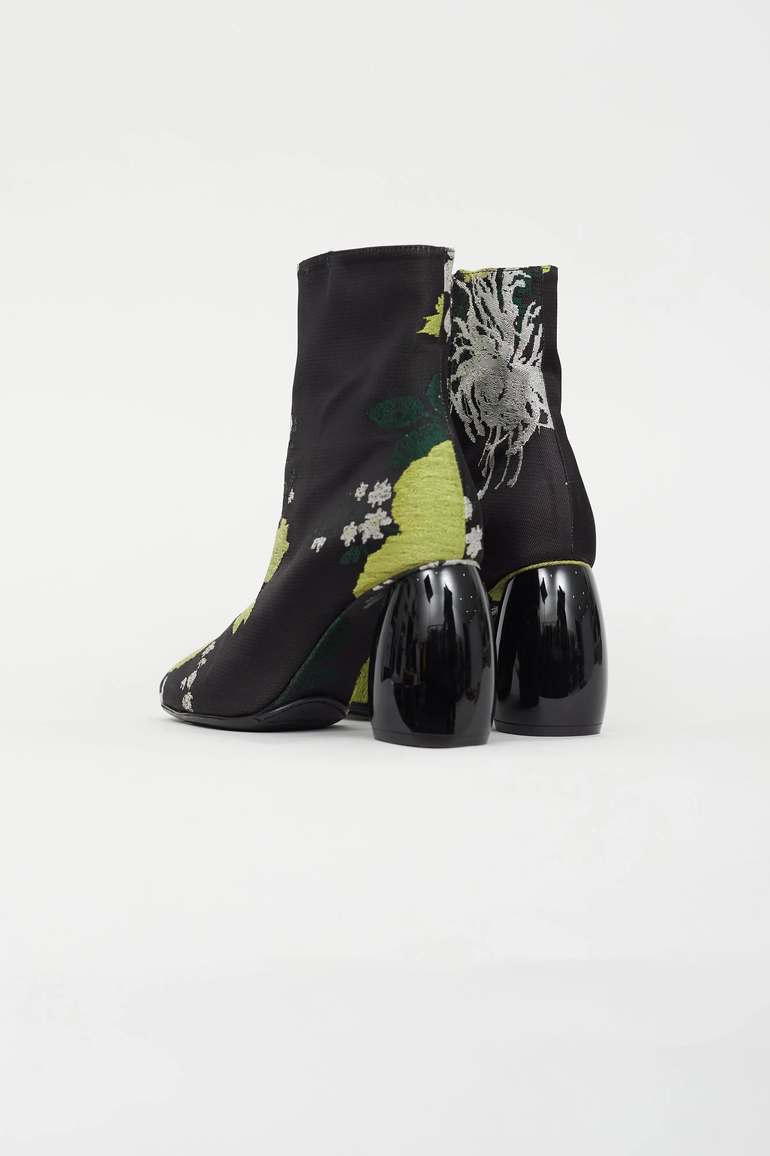 Black & Multicolour Floral Boot