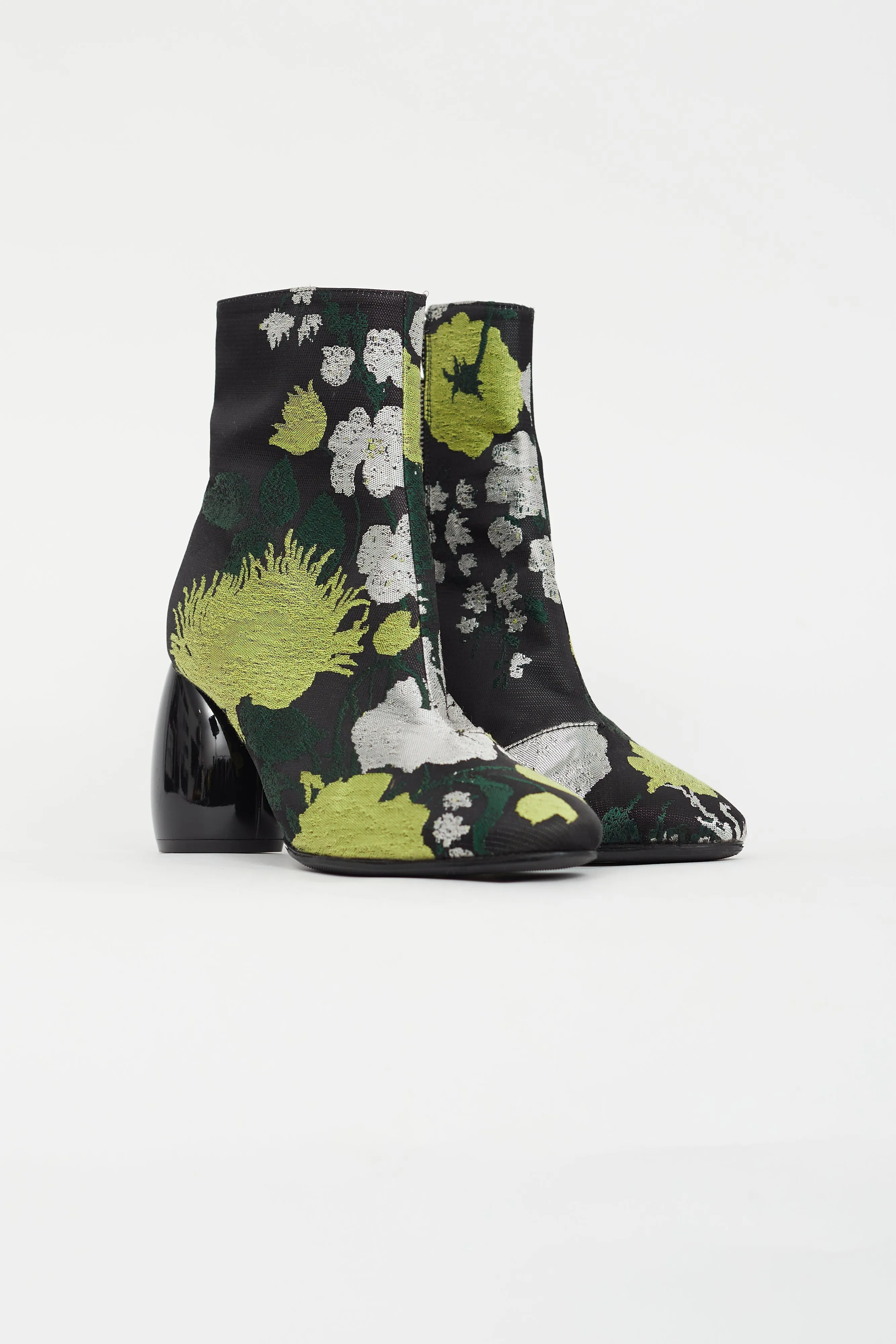 Black & Multicolour Floral Boot