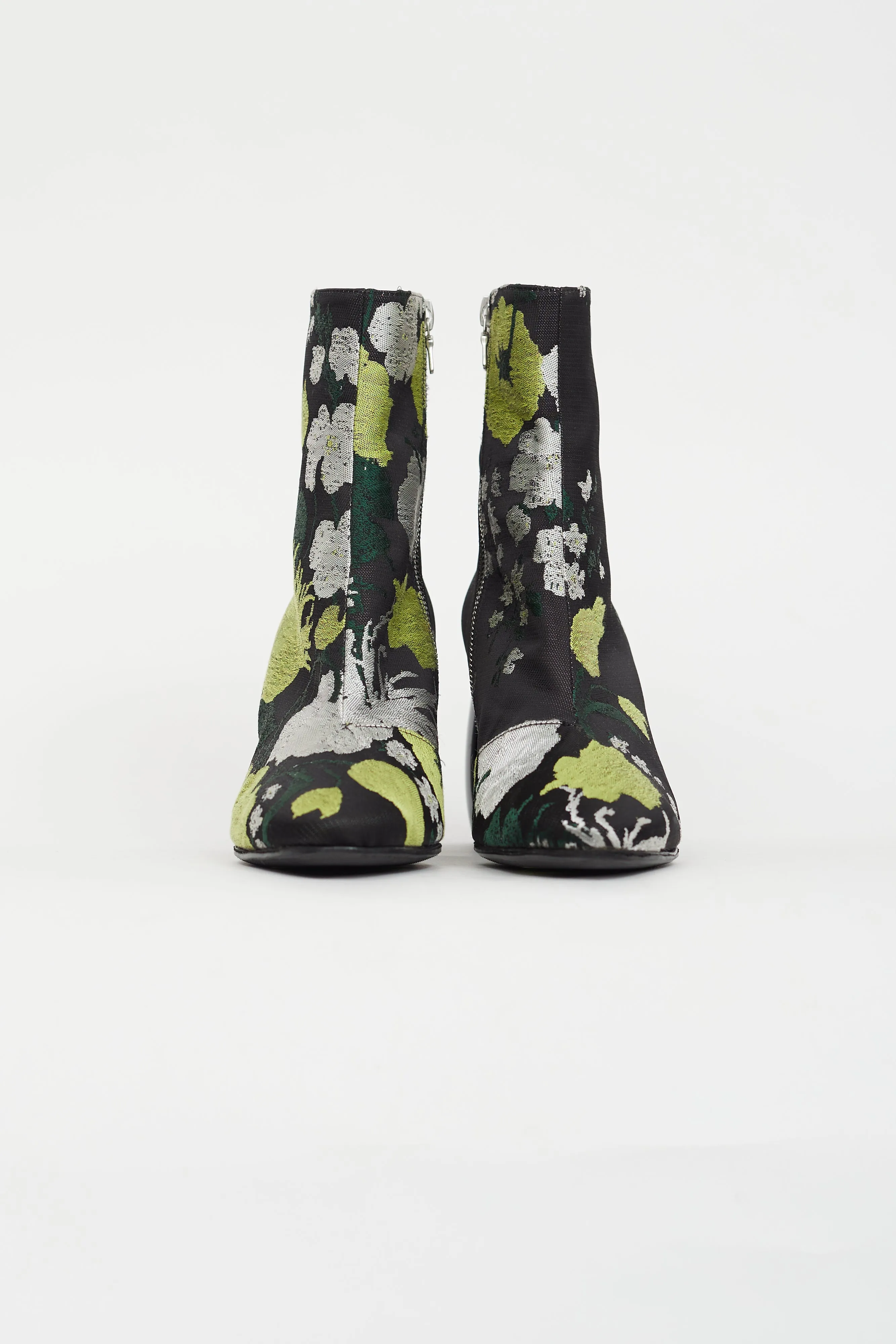 Black & Multicolour Floral Boot