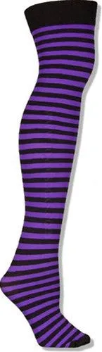 Black and Purple Striped Thigh High Stockings (Women's)