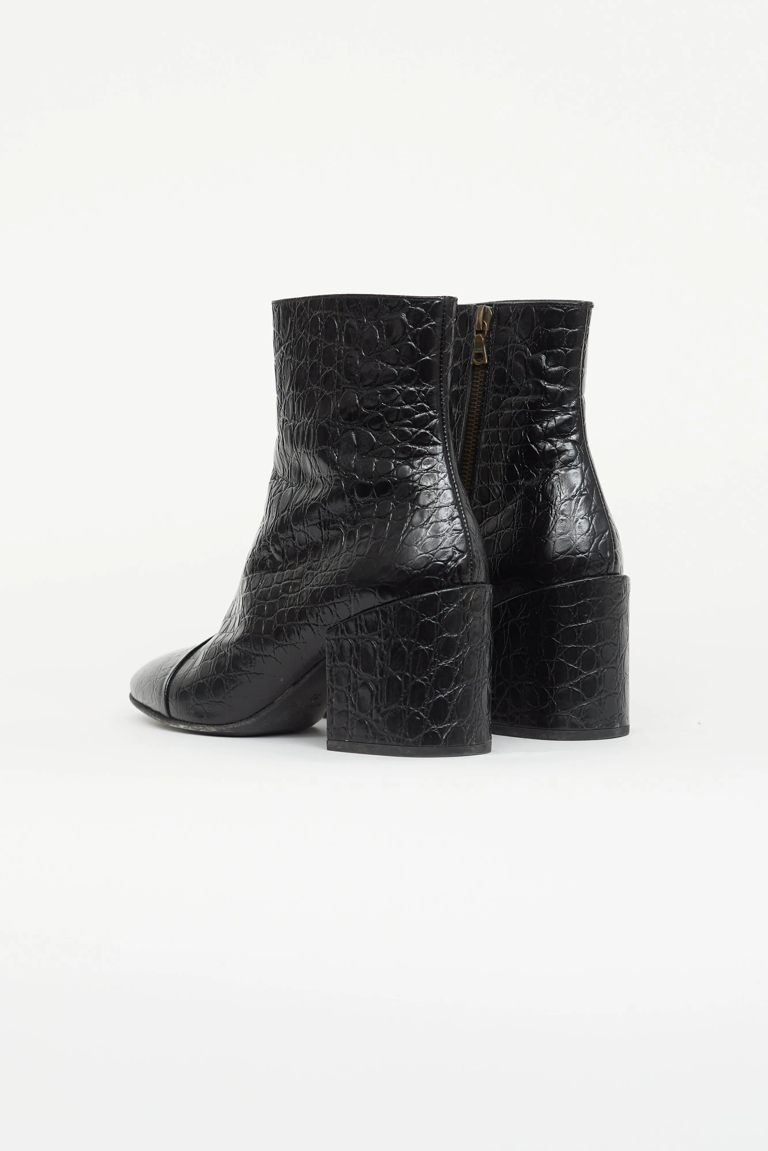 Black Embossed Ankle Boot