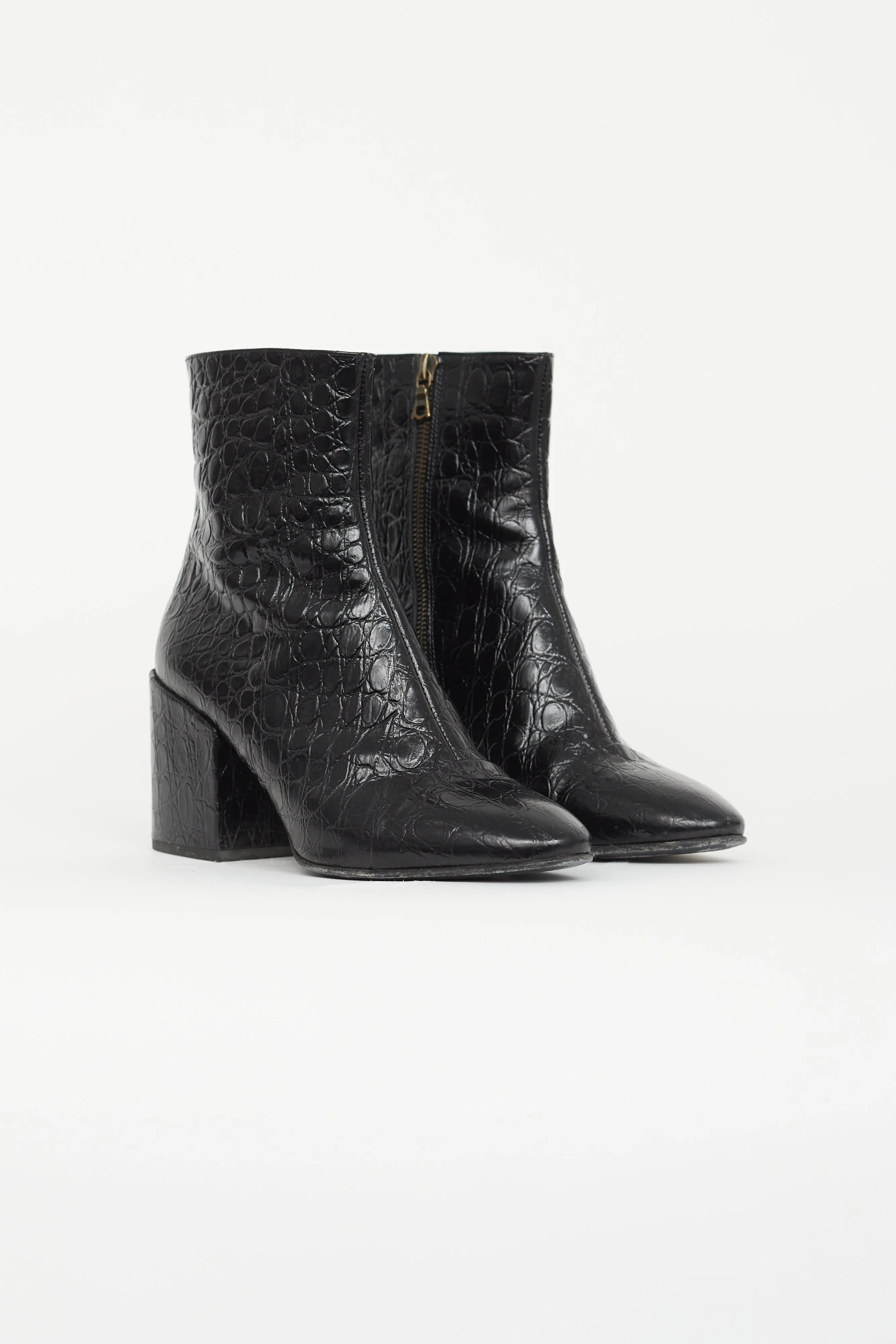 Black Embossed Ankle Boot