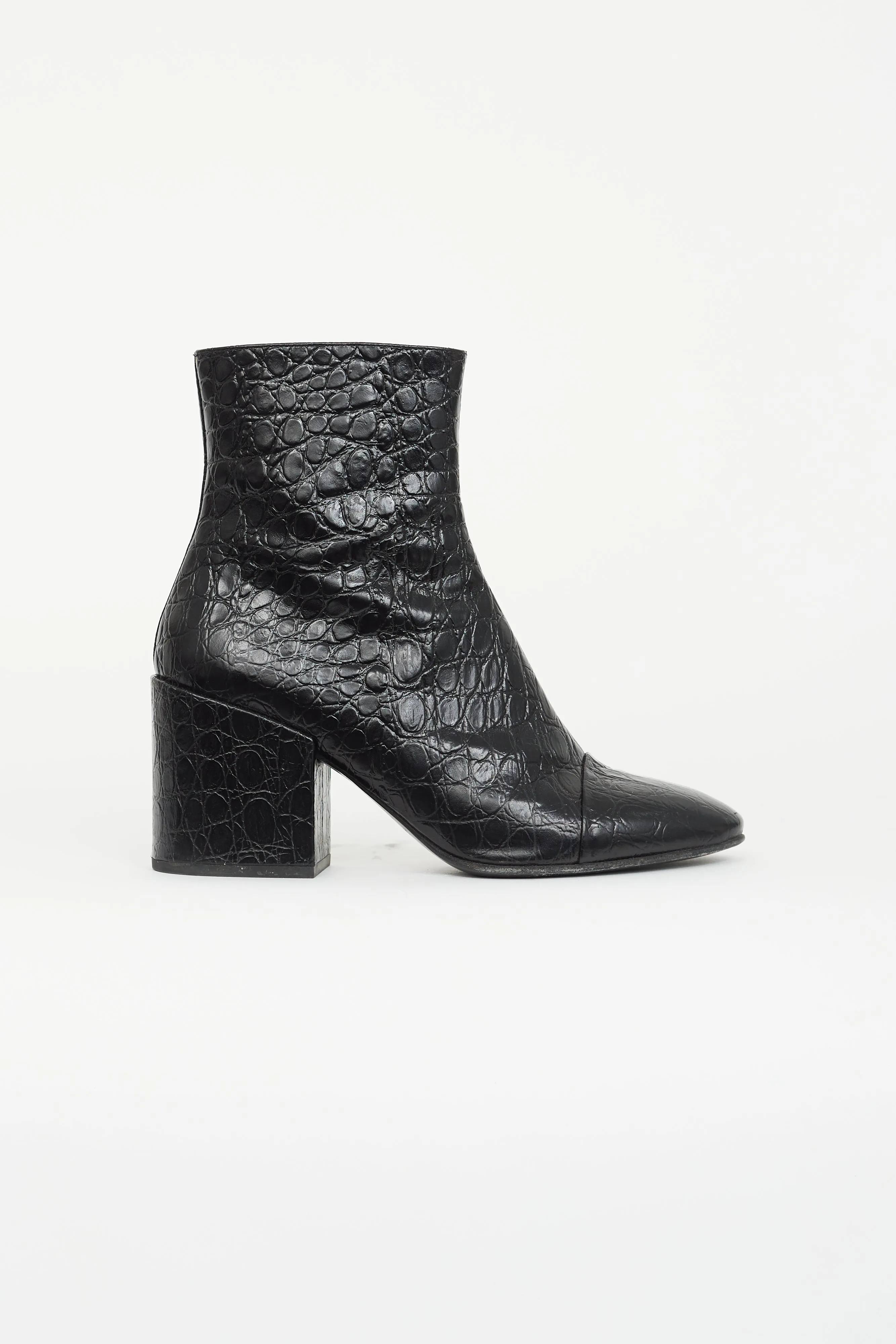 Black Embossed Ankle Boot