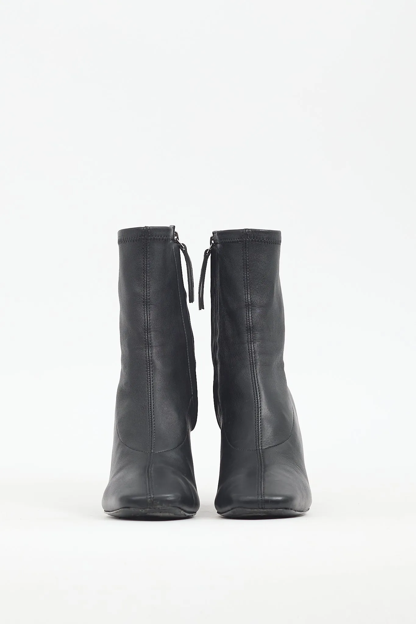 Black Leather Edie Sock Boot