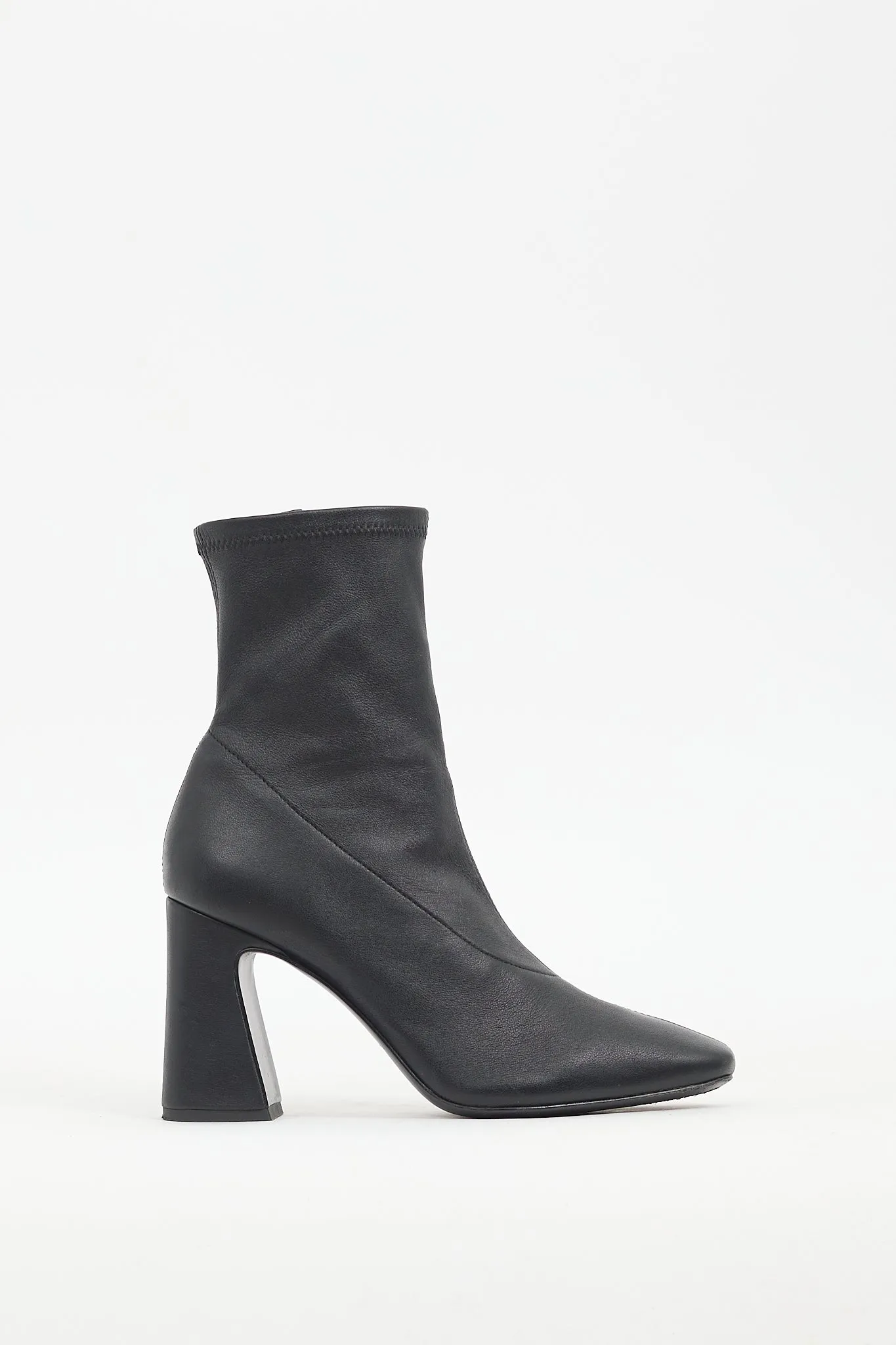 Black Leather Edie Sock Boot