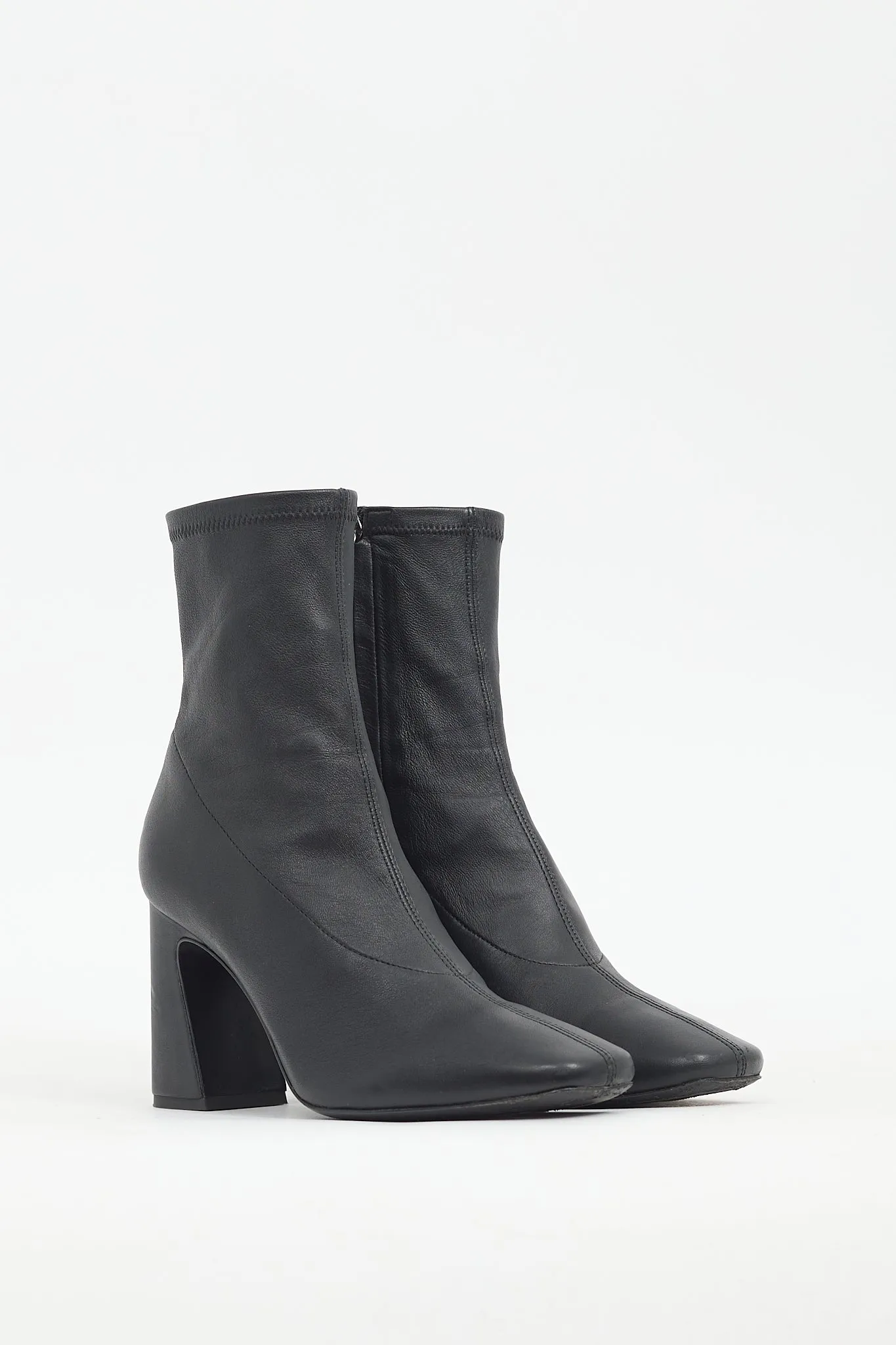 Black Leather Edie Sock Boot