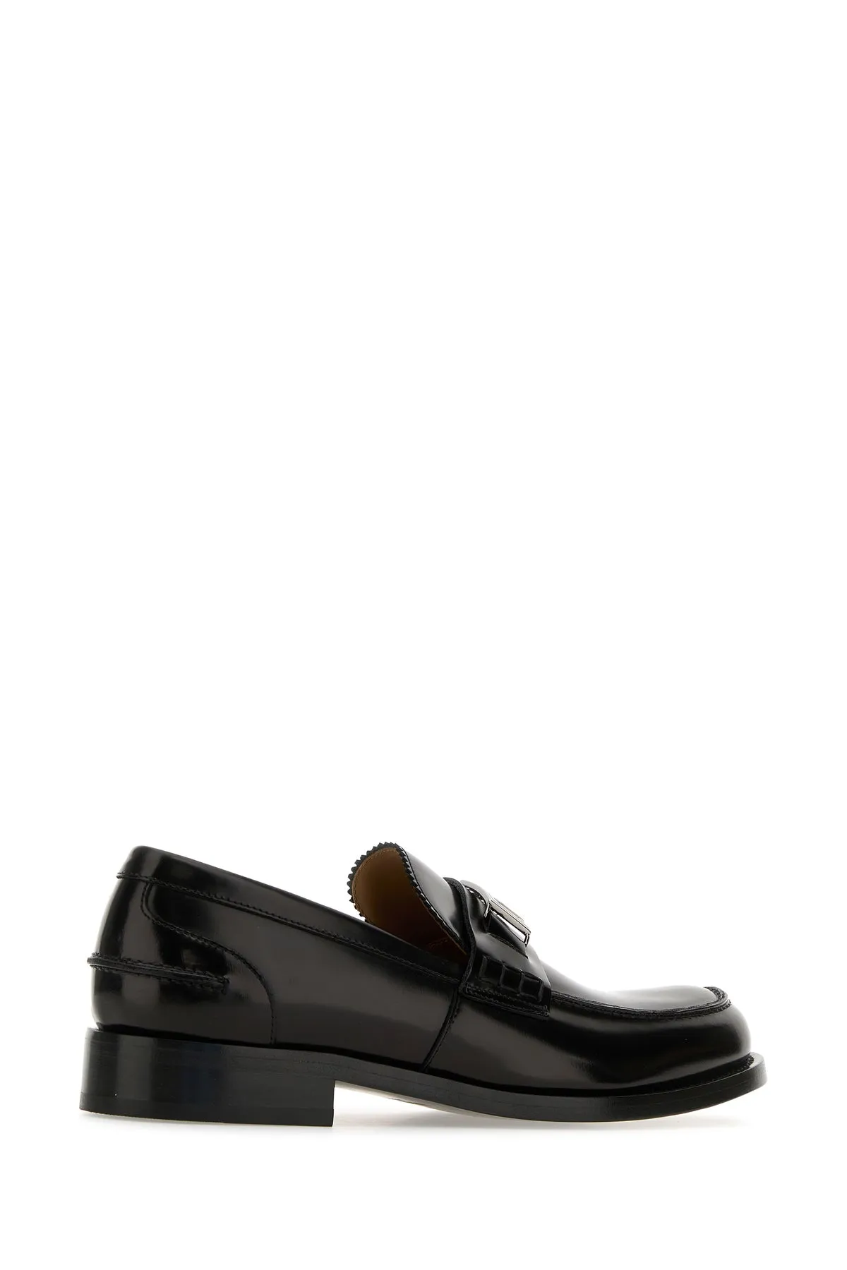 Black leather Greca loafers
