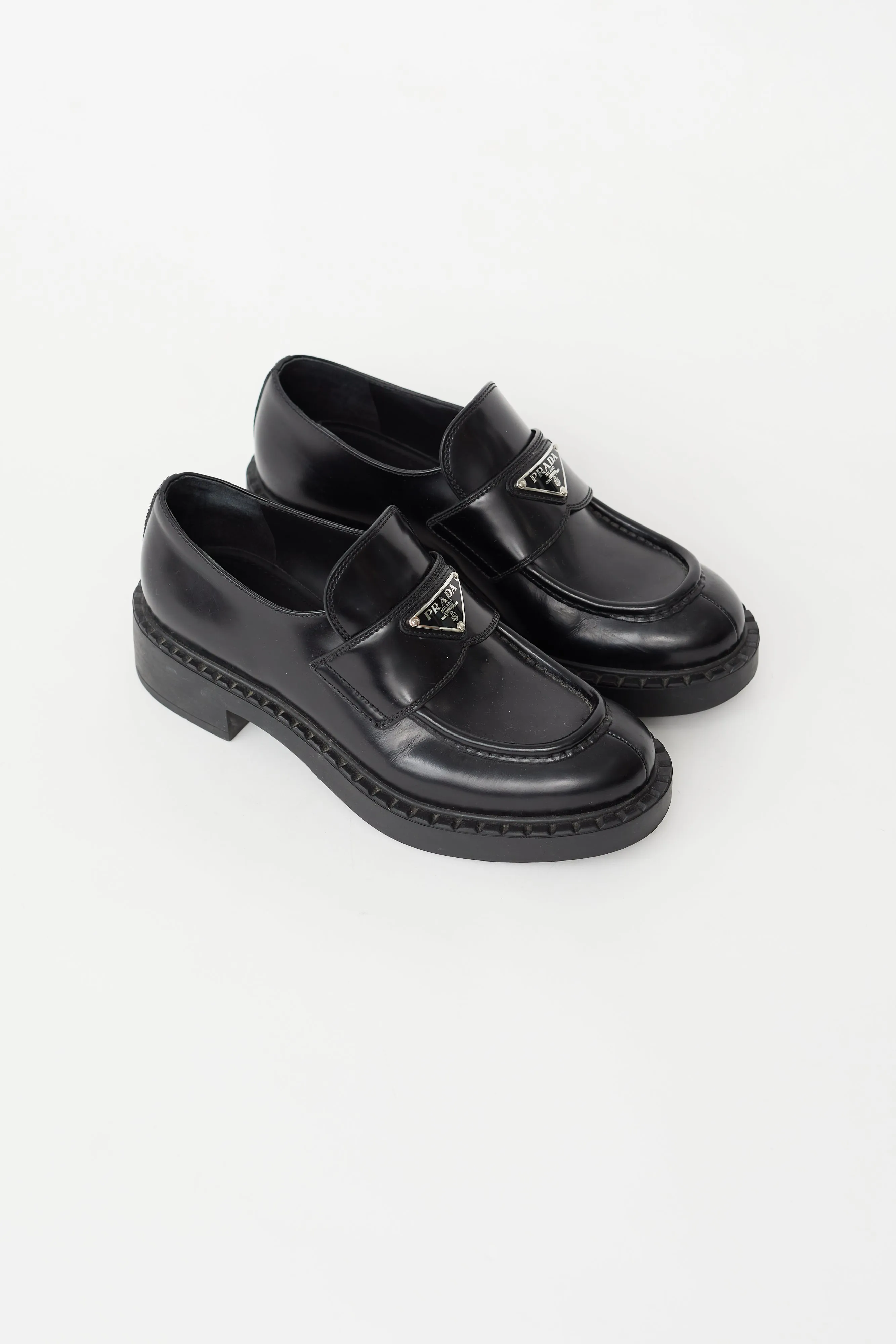 Black Leather Logo Loafer