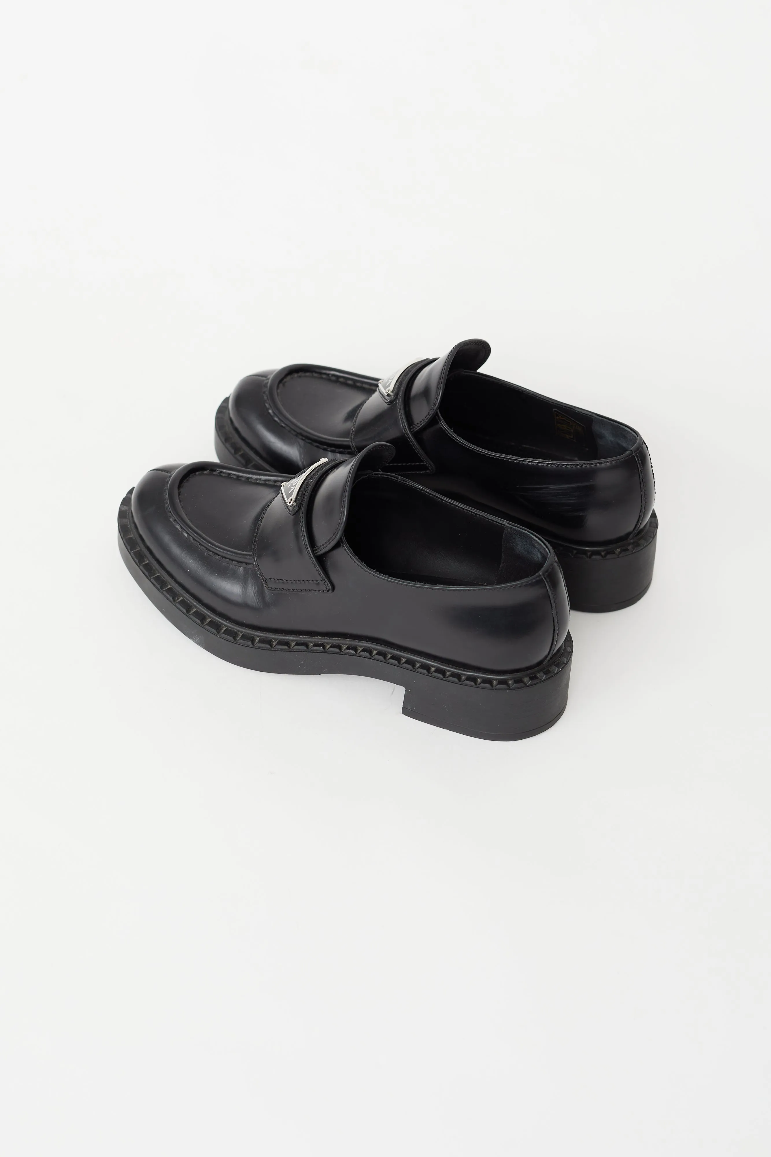 Black Leather Logo Loafer
