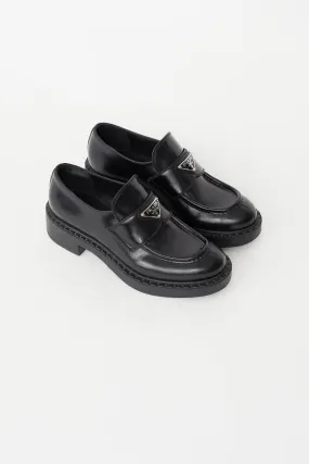 Black Leather Logo Loafer