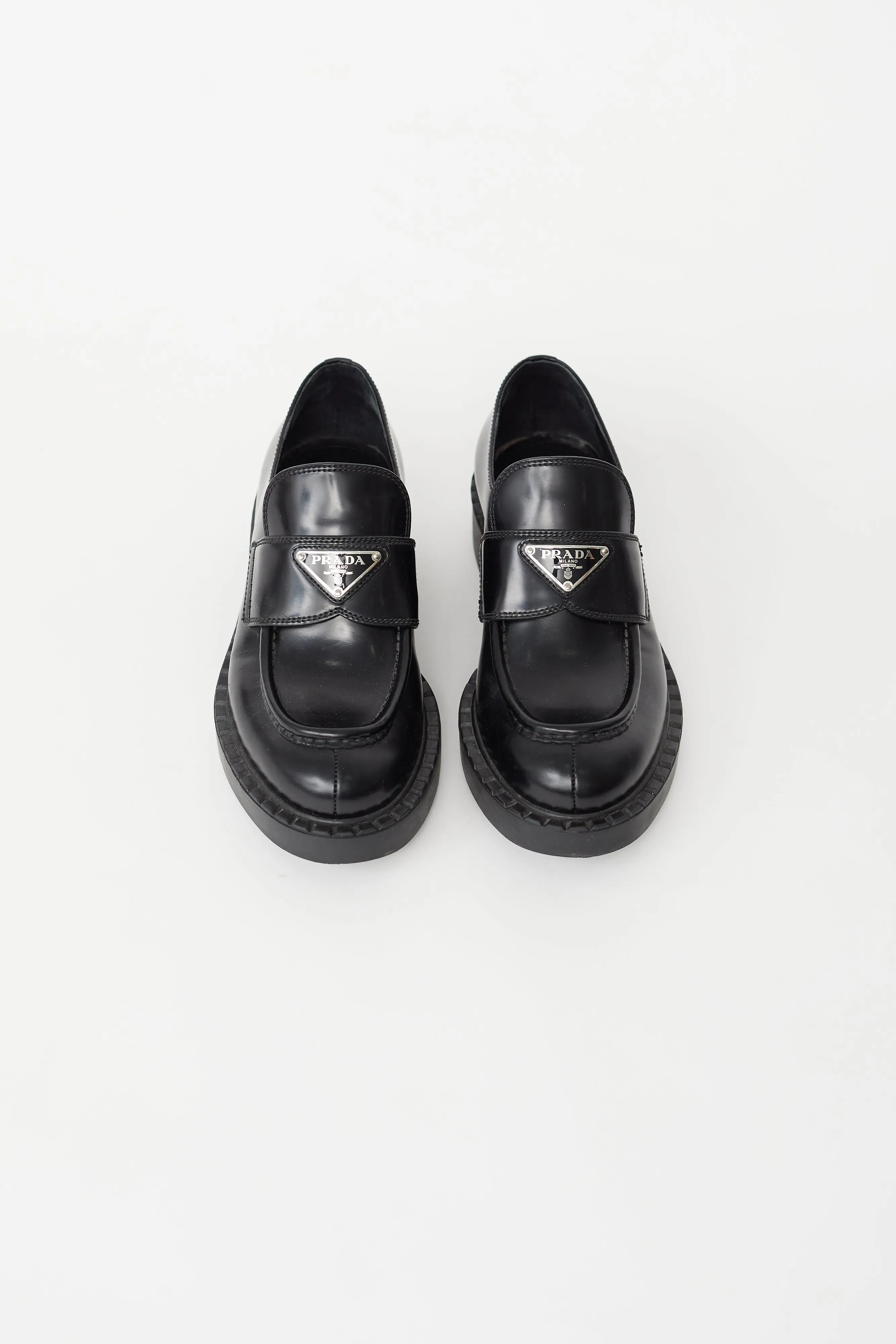 Black Leather Logo Loafer