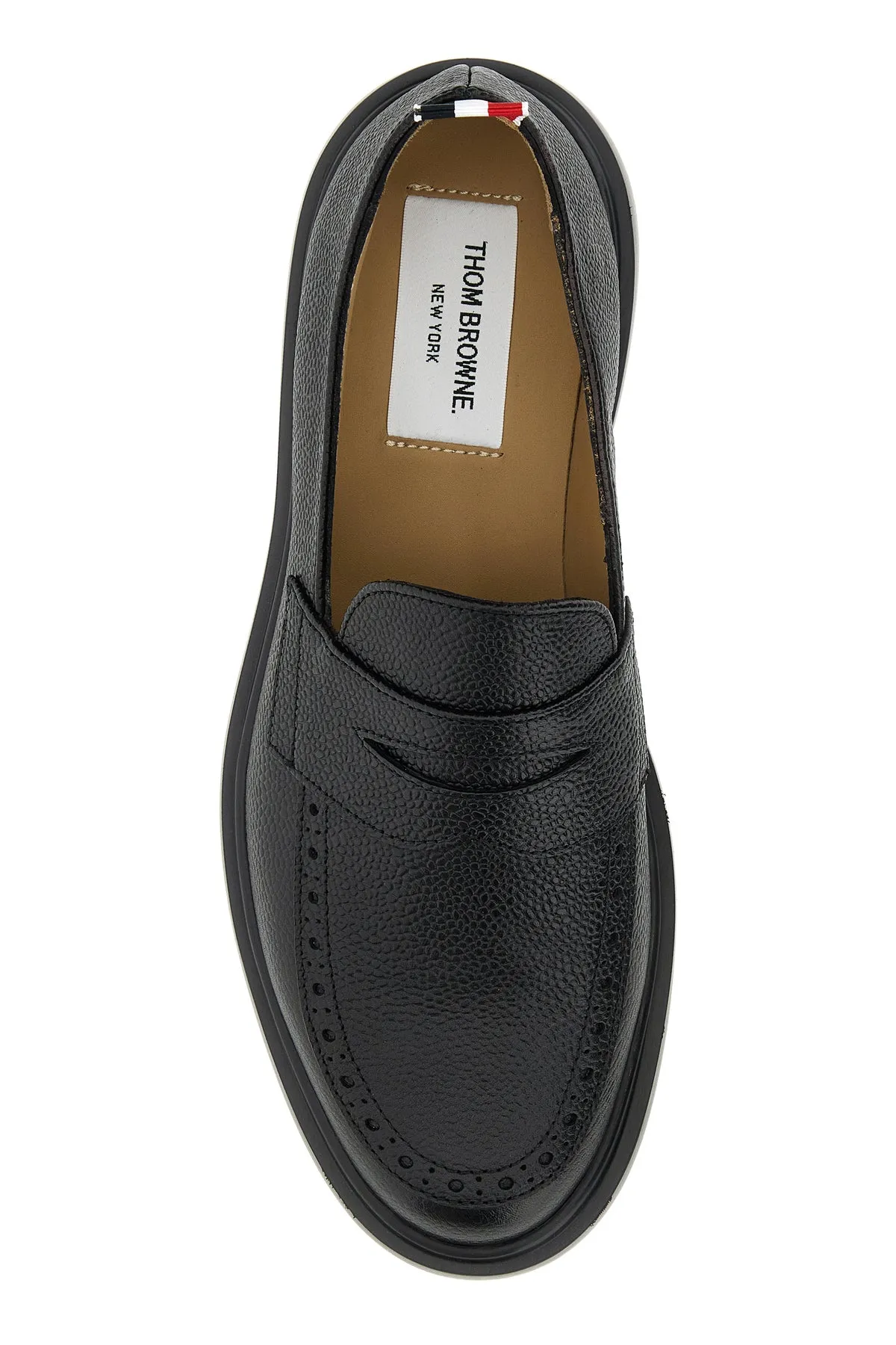 Black leather Penny loafers