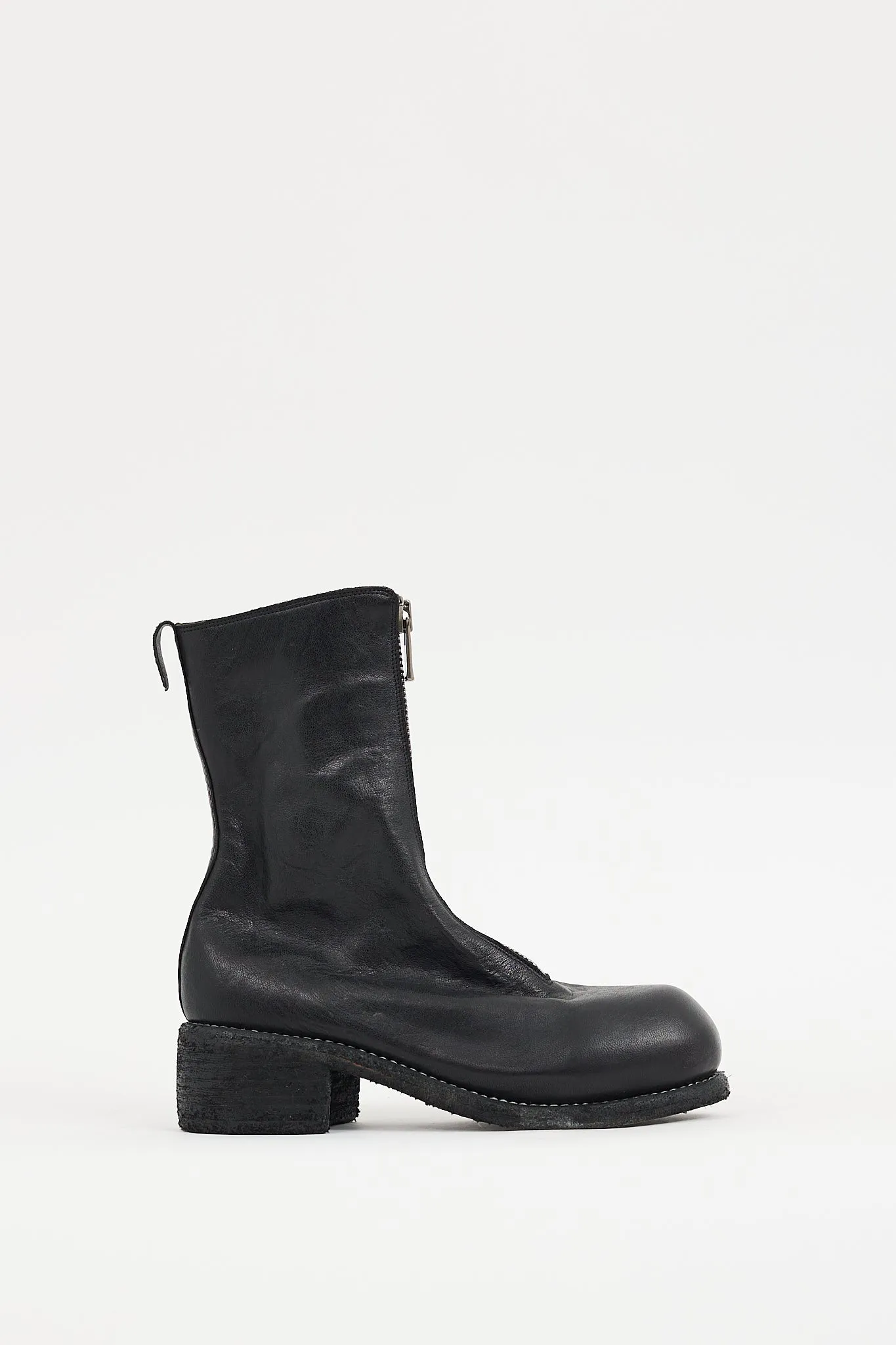Black Leather PL1 Zip Boot
