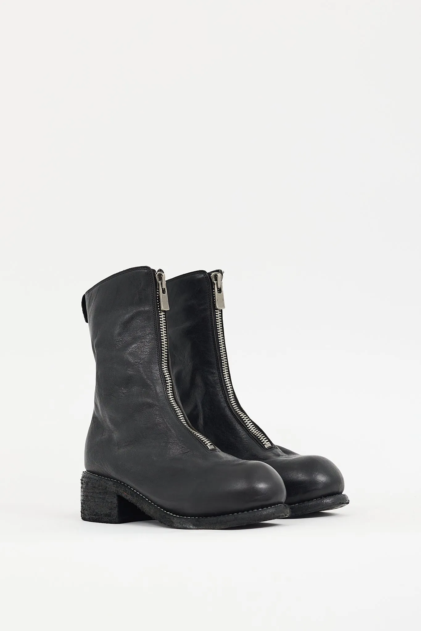 Black Leather PL1 Zip Boot