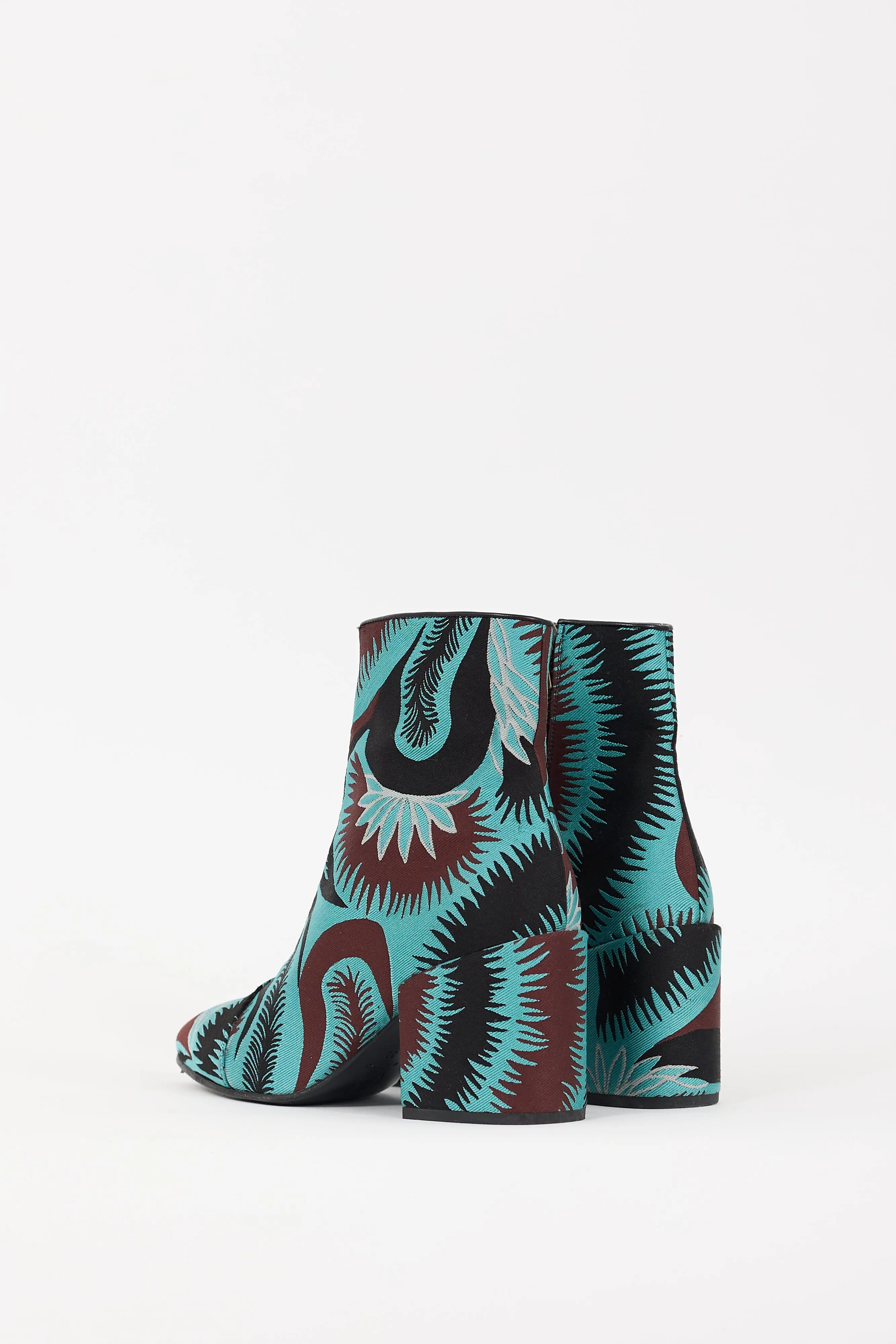 Blue & Multicolour Jacquard Ankle Boot