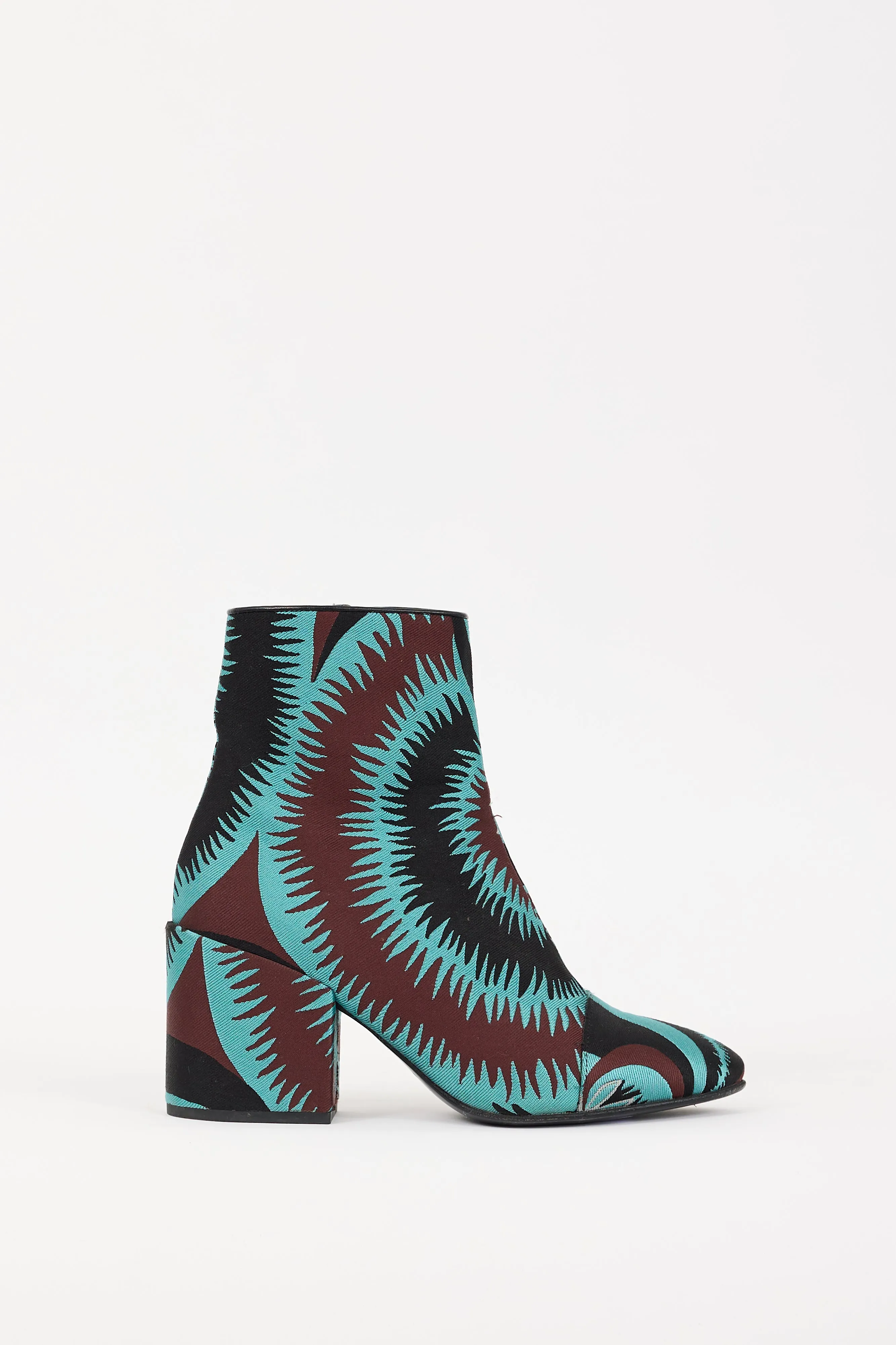 Blue & Multicolour Jacquard Ankle Boot