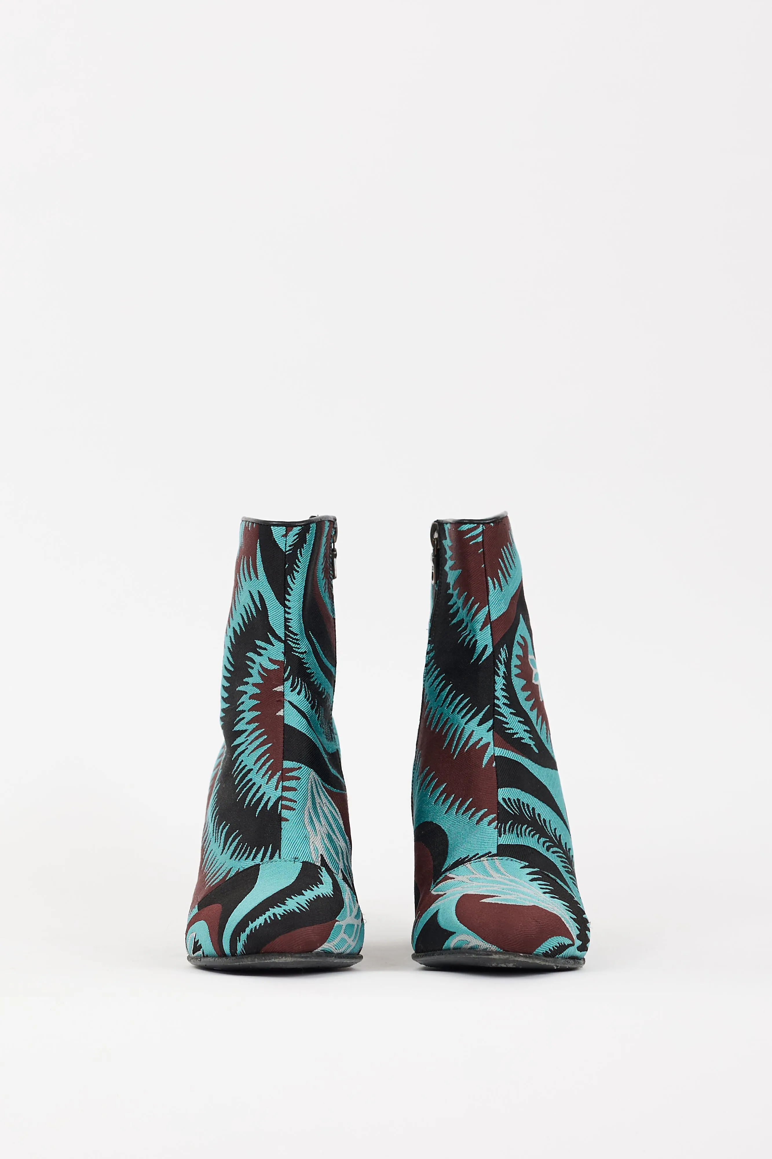 Blue & Multicolour Jacquard Ankle Boot