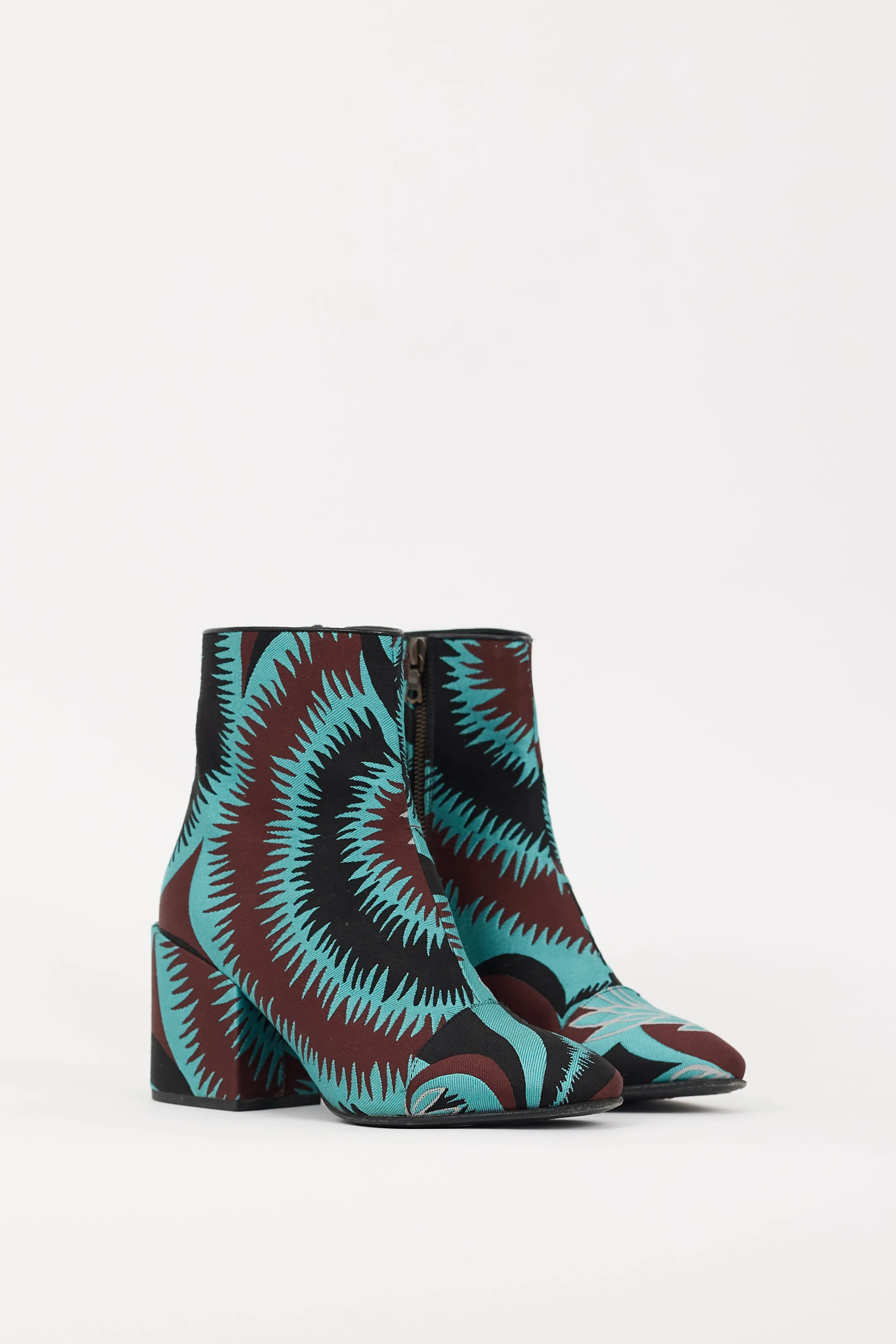 Blue & Multicolour Jacquard Ankle Boot