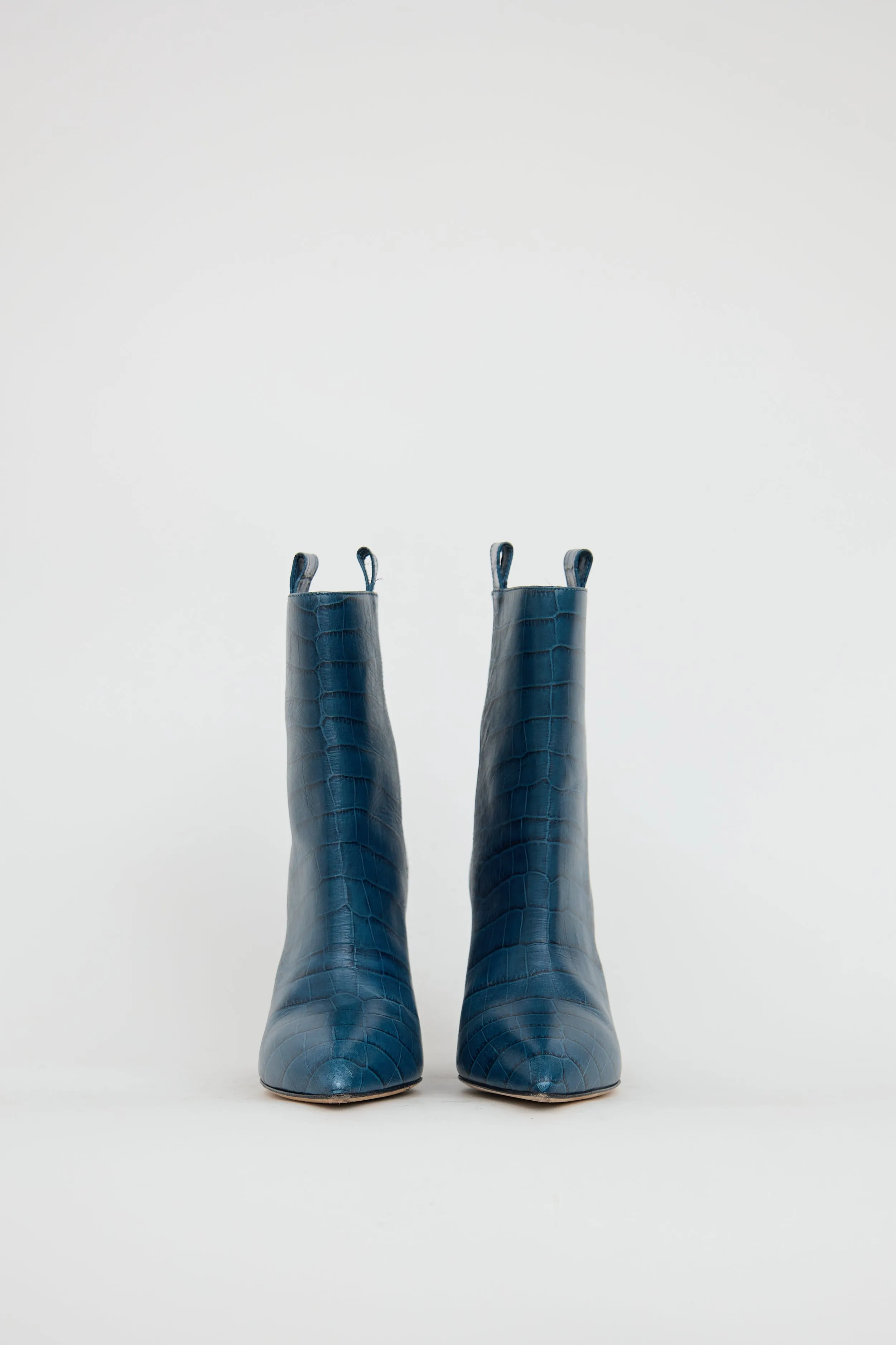 Blue Embossed Leather Boot