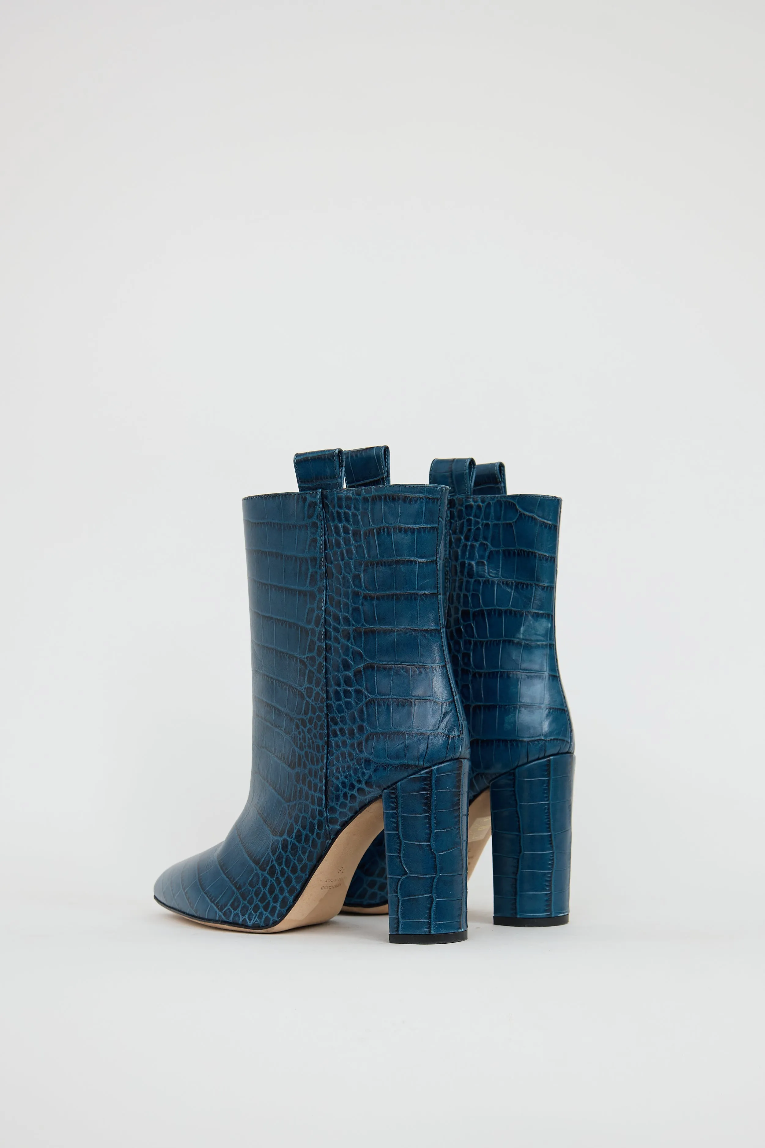Blue Embossed Leather Boot