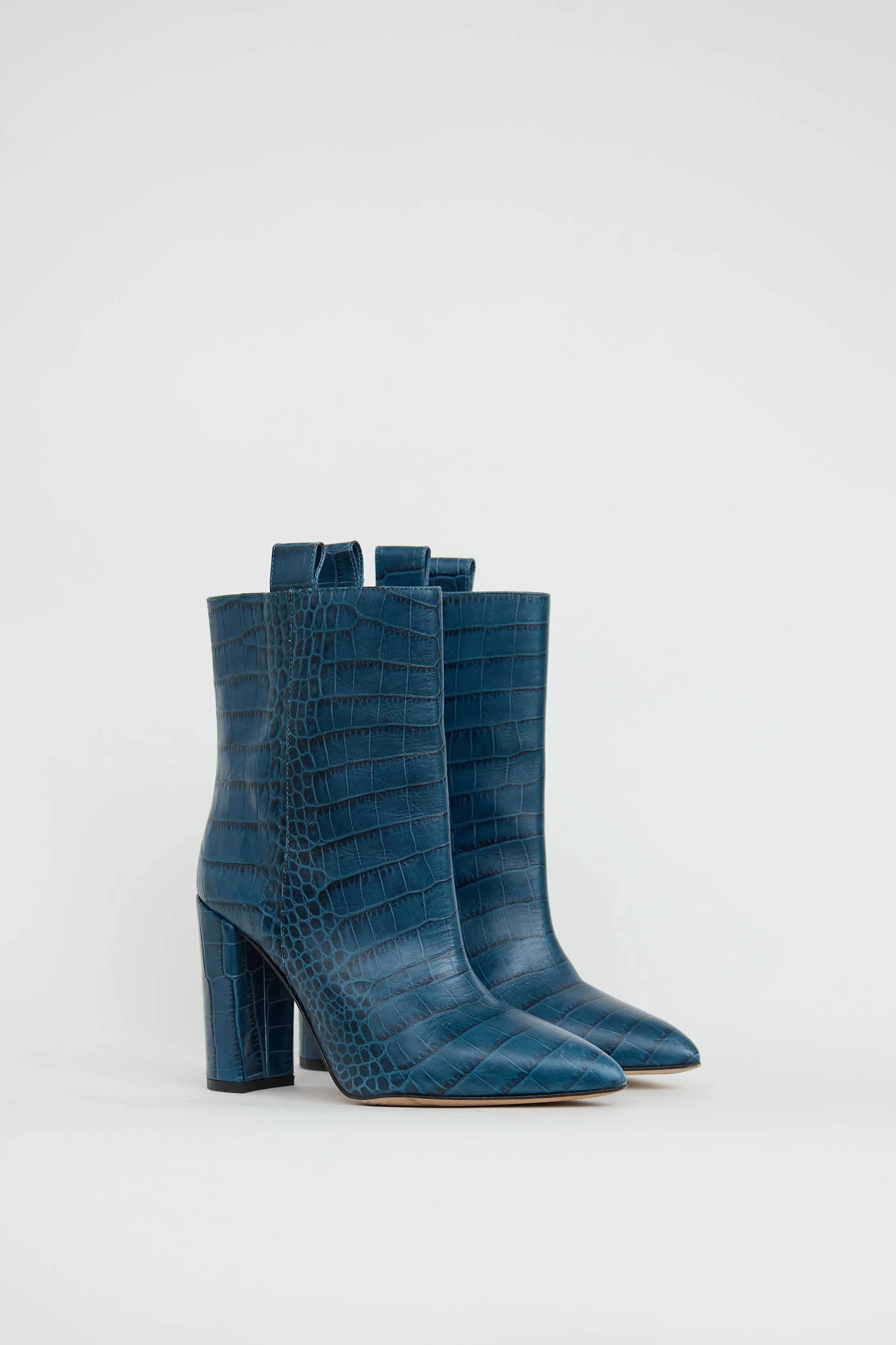 Blue Embossed Leather Boot