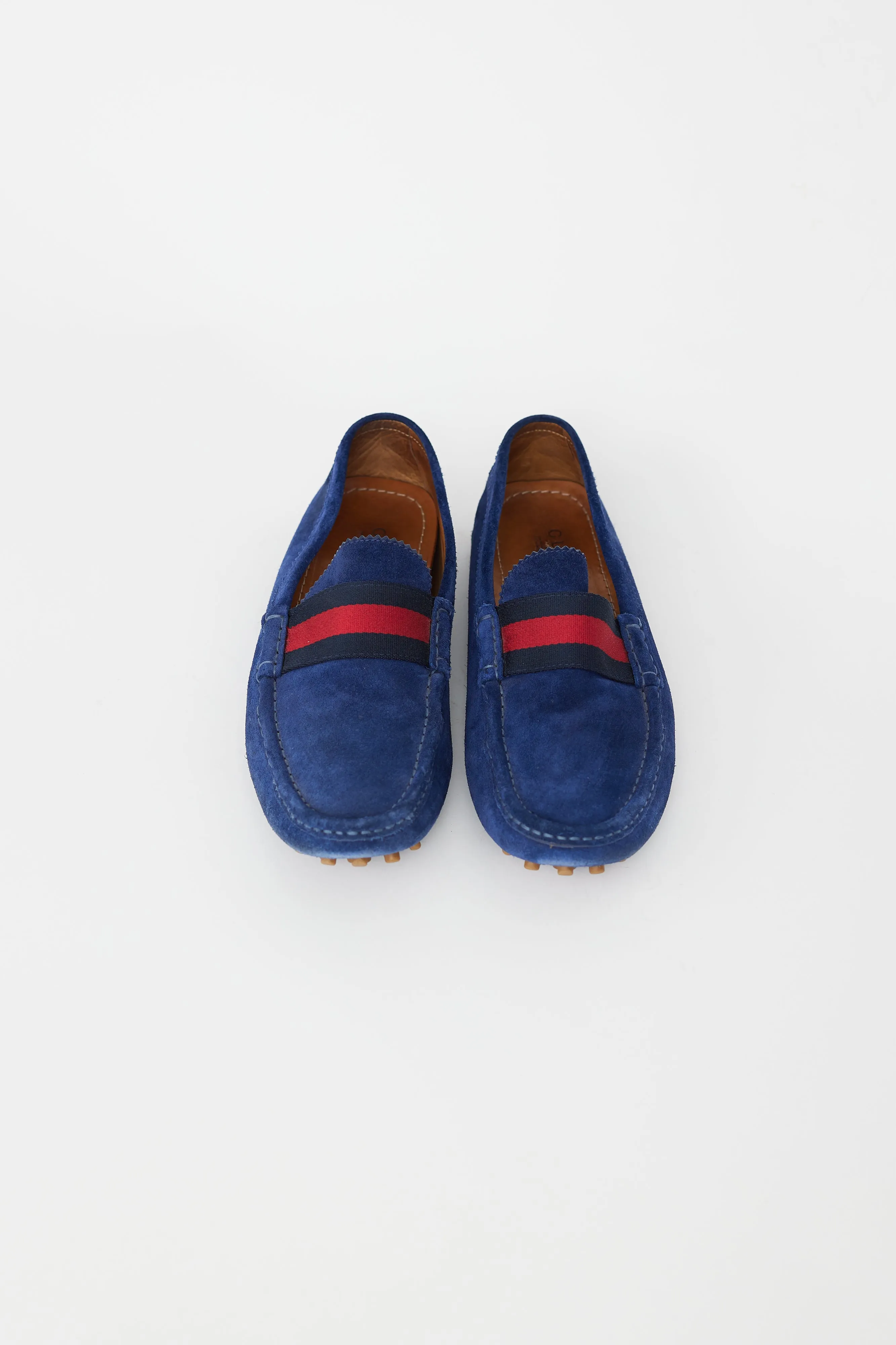 Blue Suede Web Driver Loafer