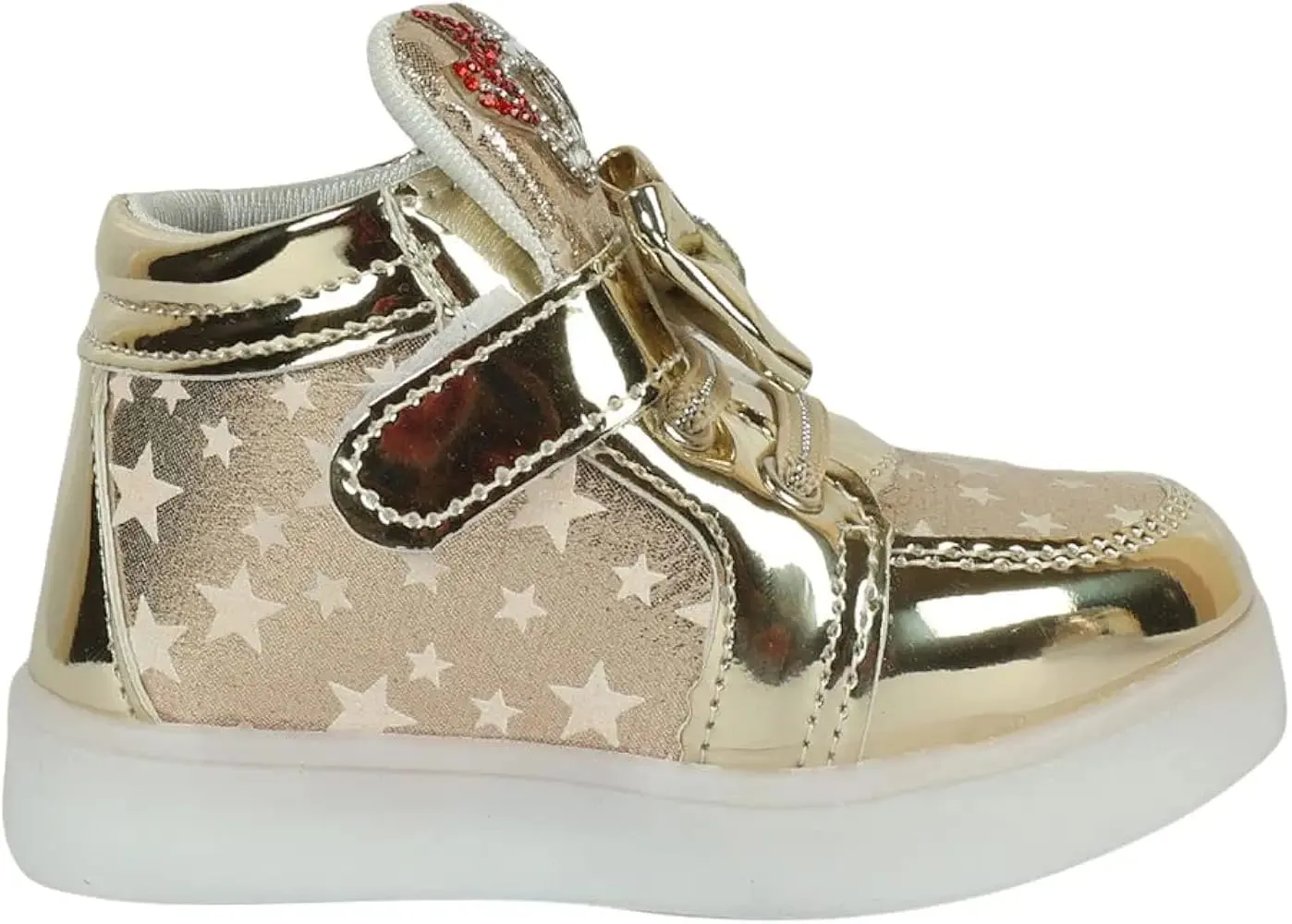 Hopscotch Girls Synthetic/PU All-Over Print LED Sneakers in Gold Color  279522