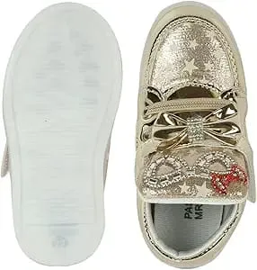 Hopscotch Girls Synthetic/PU All-Over Print LED Sneakers in Gold Color  279522