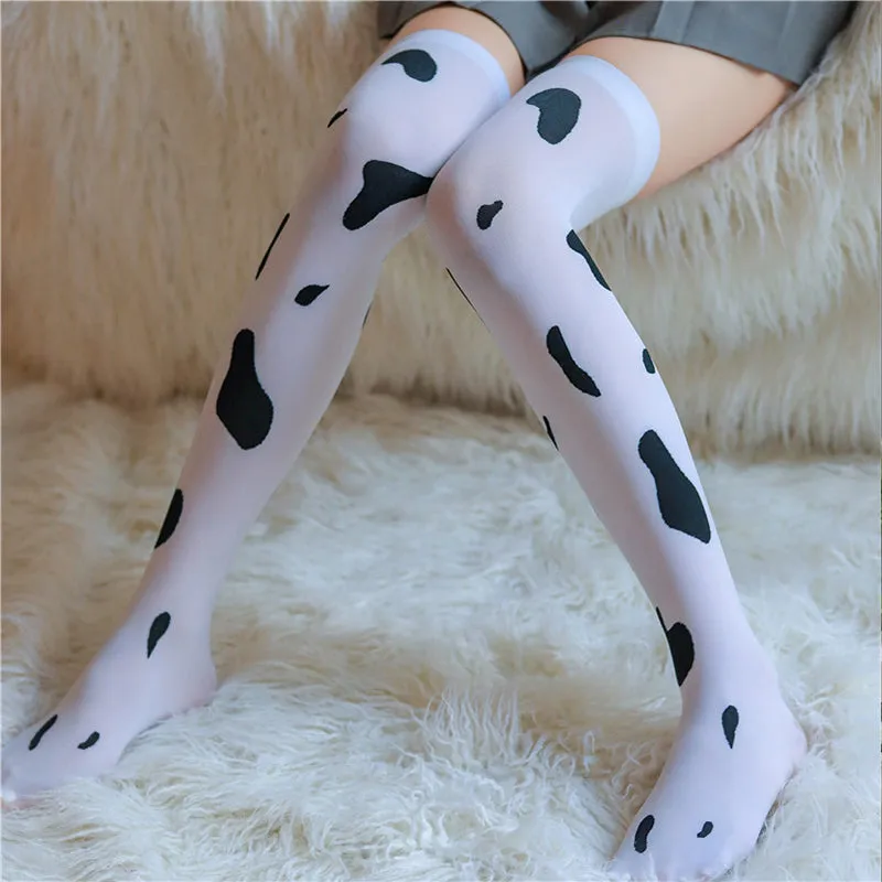 Kawaii Cow Printed High Thigh Stockings