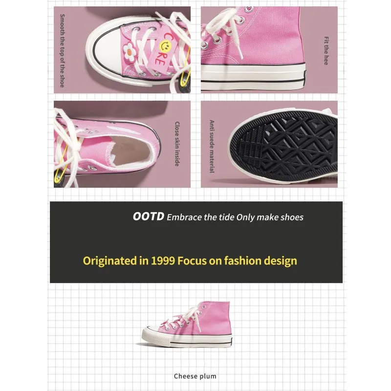 Kawaii ins Style Pink High-Top Canvas Shoes