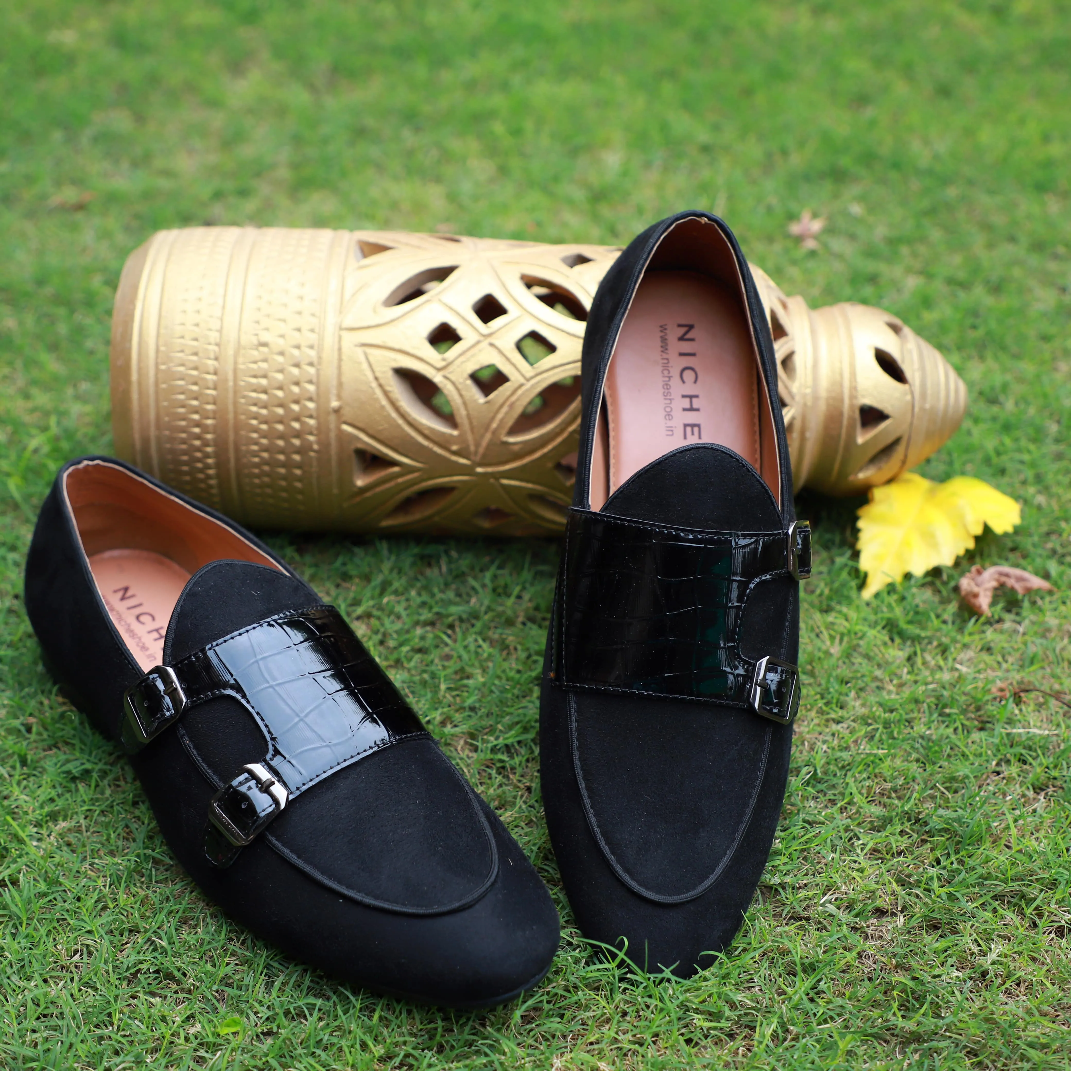 NICHE Black Croc Suede Belgian Loafer