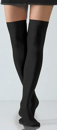 Opaque Black Thigh High Stockings (Women's)
