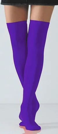 Purple Opaque Thigh High Stockings (Women's)